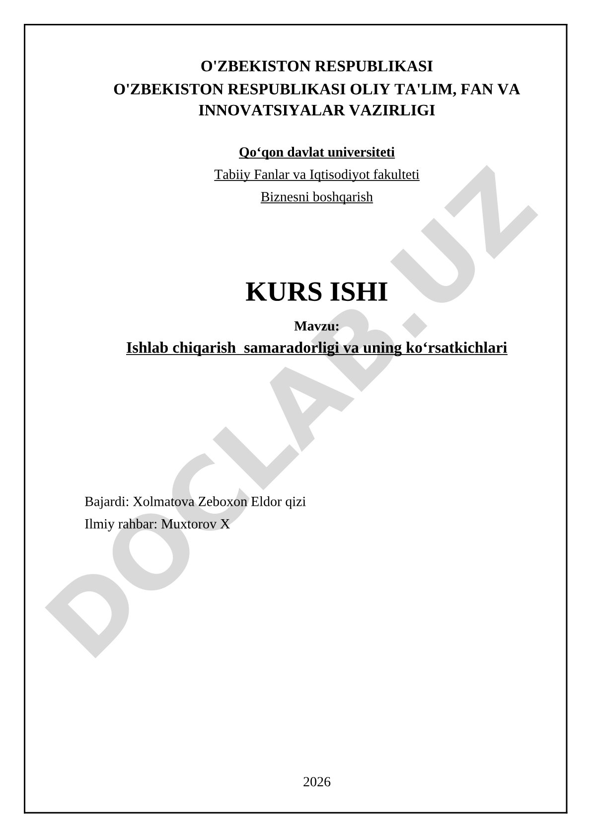 Ishlab chiqarish samaradorligi va uning koʻrsatkichlari