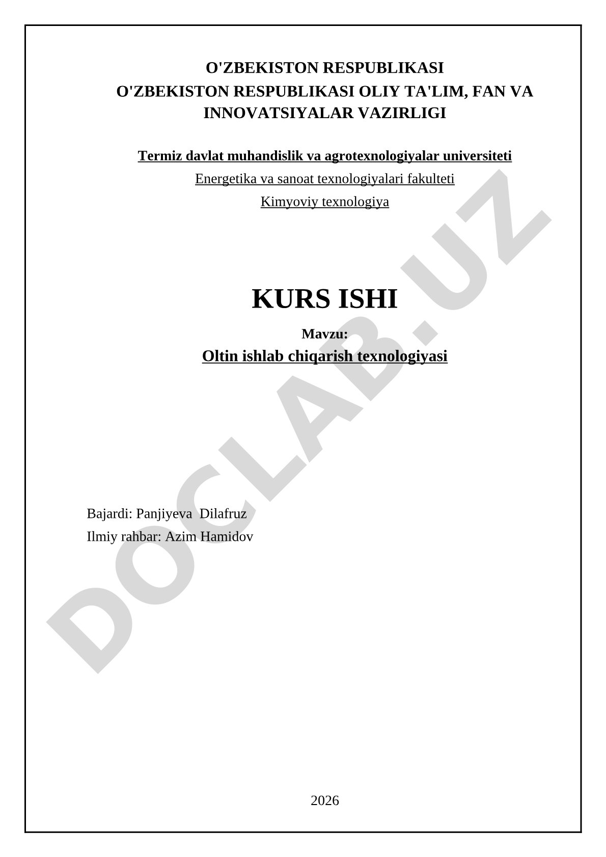 Oltin ishlab chiqarish texnologiyasi