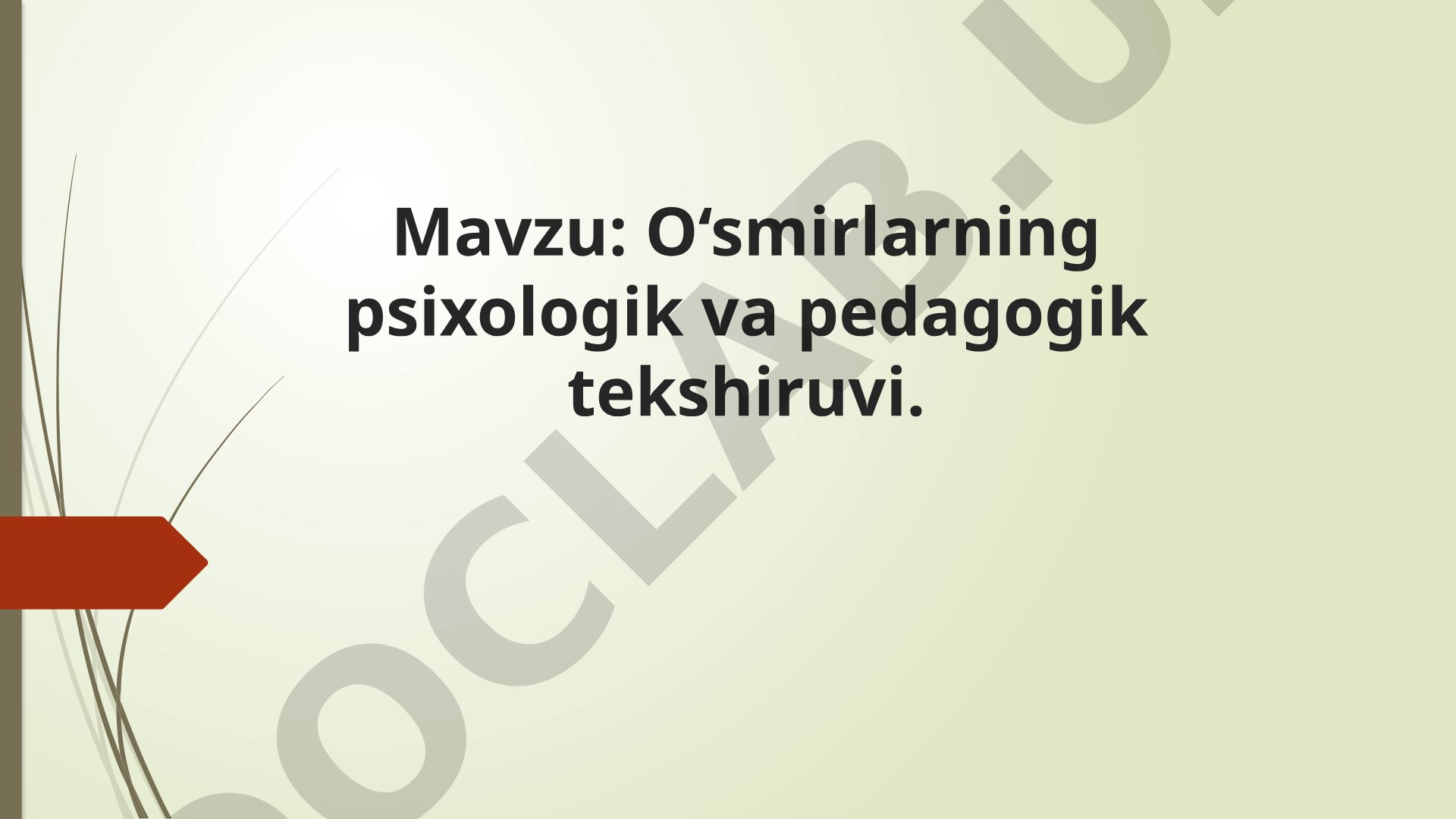O'smirlarning psixologik va pedagogik tekshiruvi