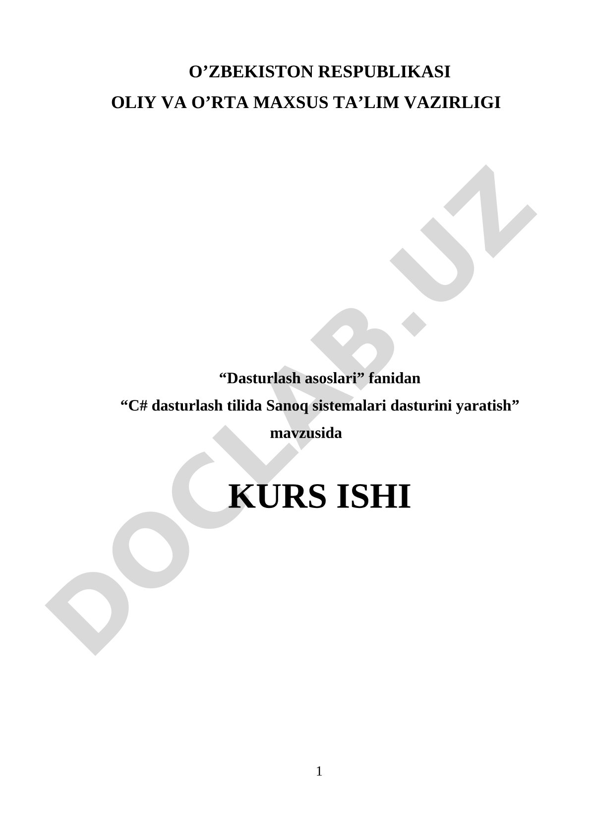 C# dasturlash tilida Sanoq sistemalari dasturini yaratish