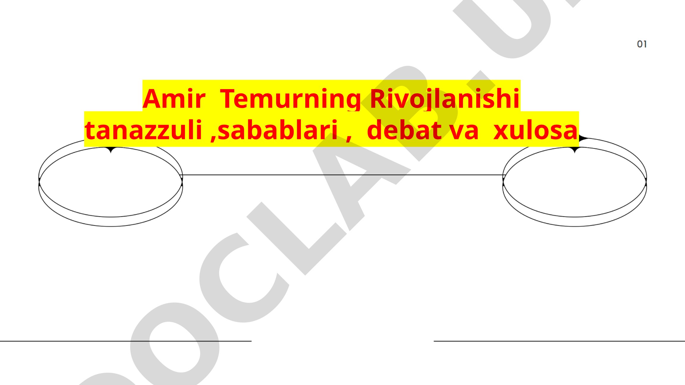 Amirtemurning Rivojlanishi tanazzuli ,sabablari , debat va xulosa