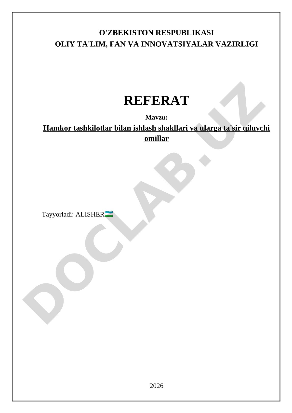 Hamkor tashkilotlar bilan ishlash shakllari va ularga ta'sir qiluvchi omillar