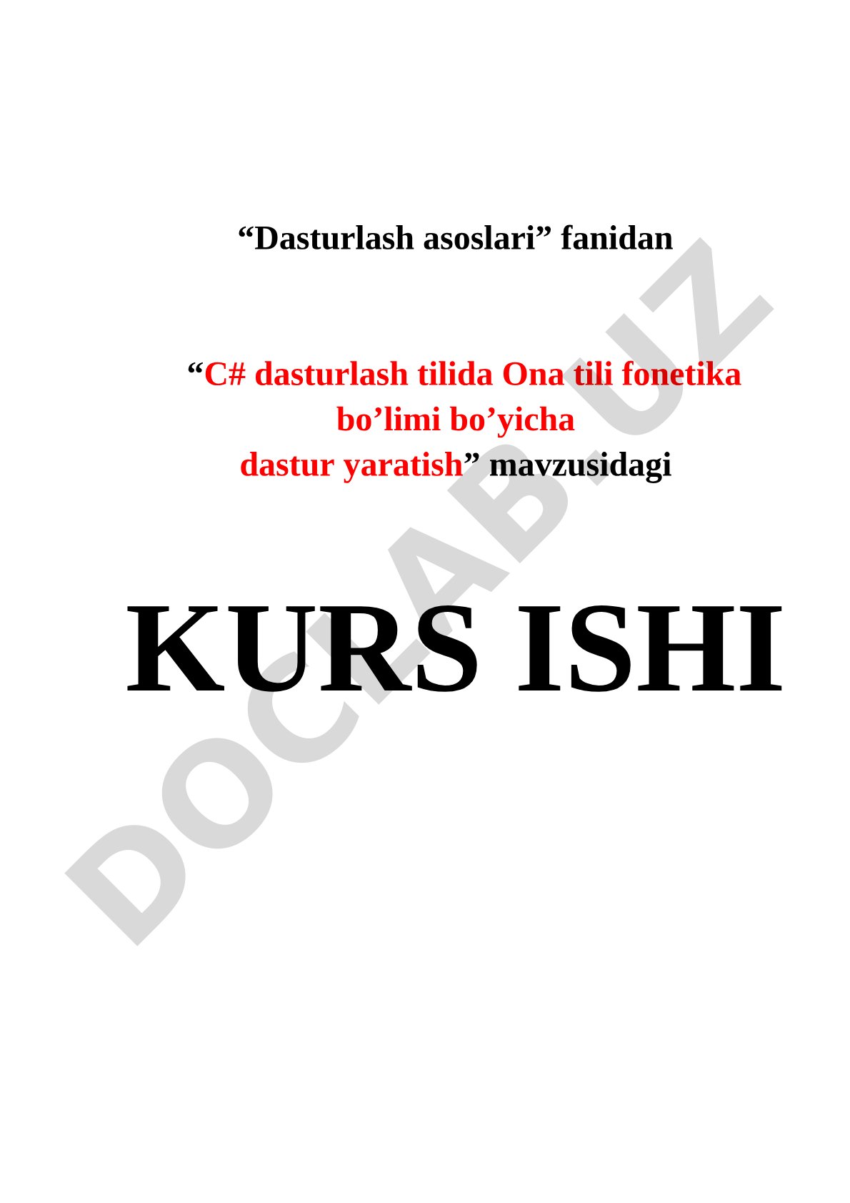 C# dasturlash tilida Ona tili fonetika bo’limi bo’yicha dastur yaratish