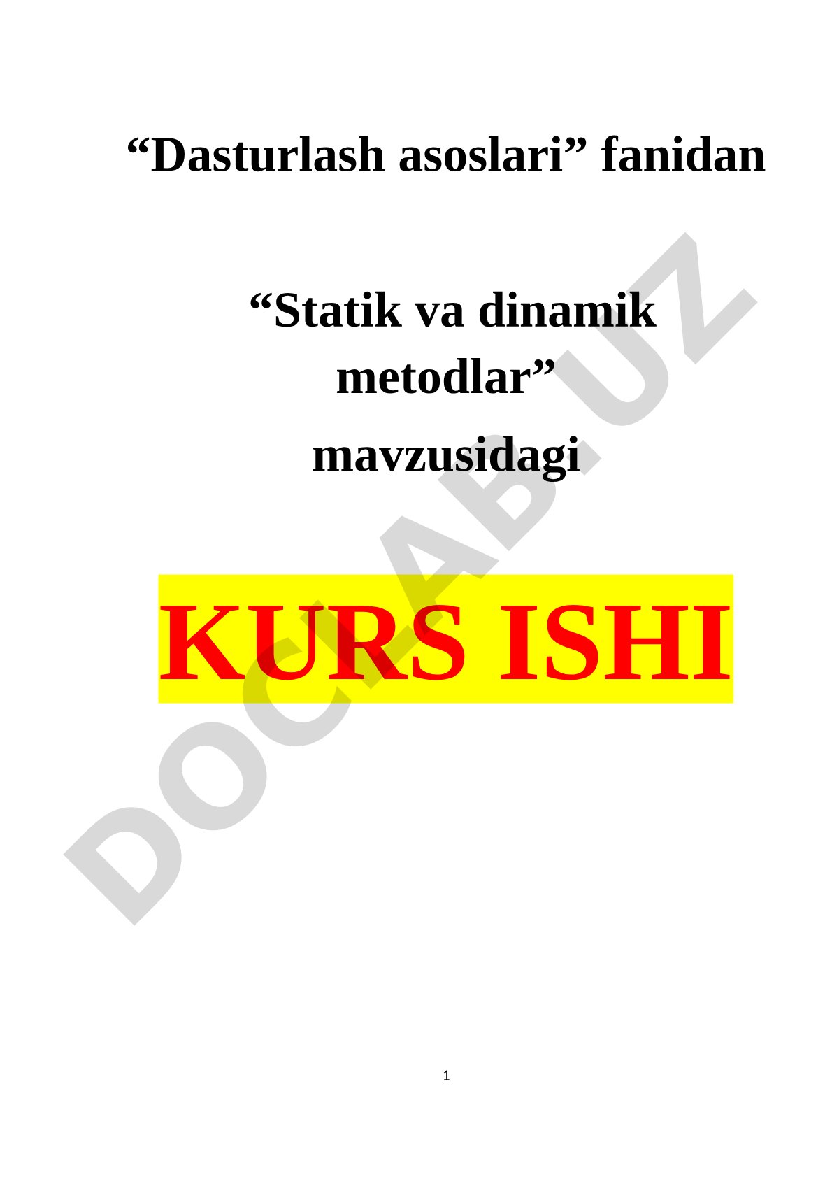 Statik va dinamik metodlar