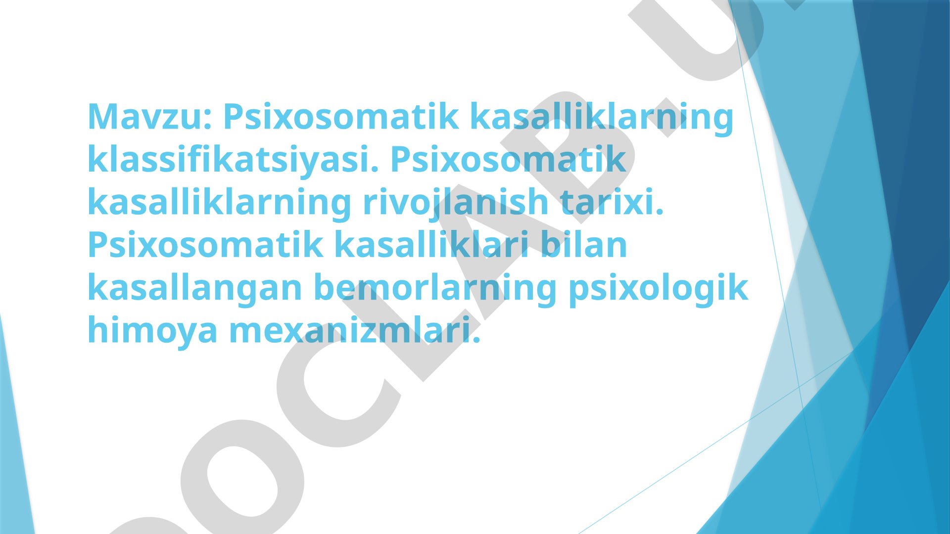 Psixosomatik kasalliklarning klassifikatsiyasi
