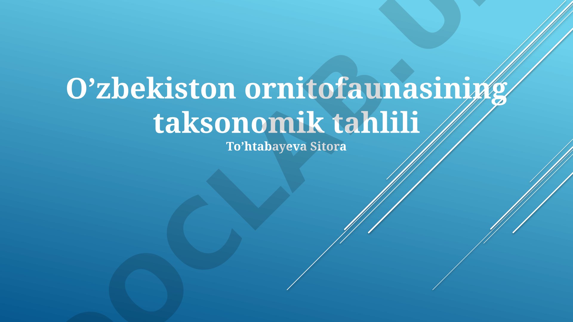 O'zbekiston ornitofaunasining taksonomik tahlili