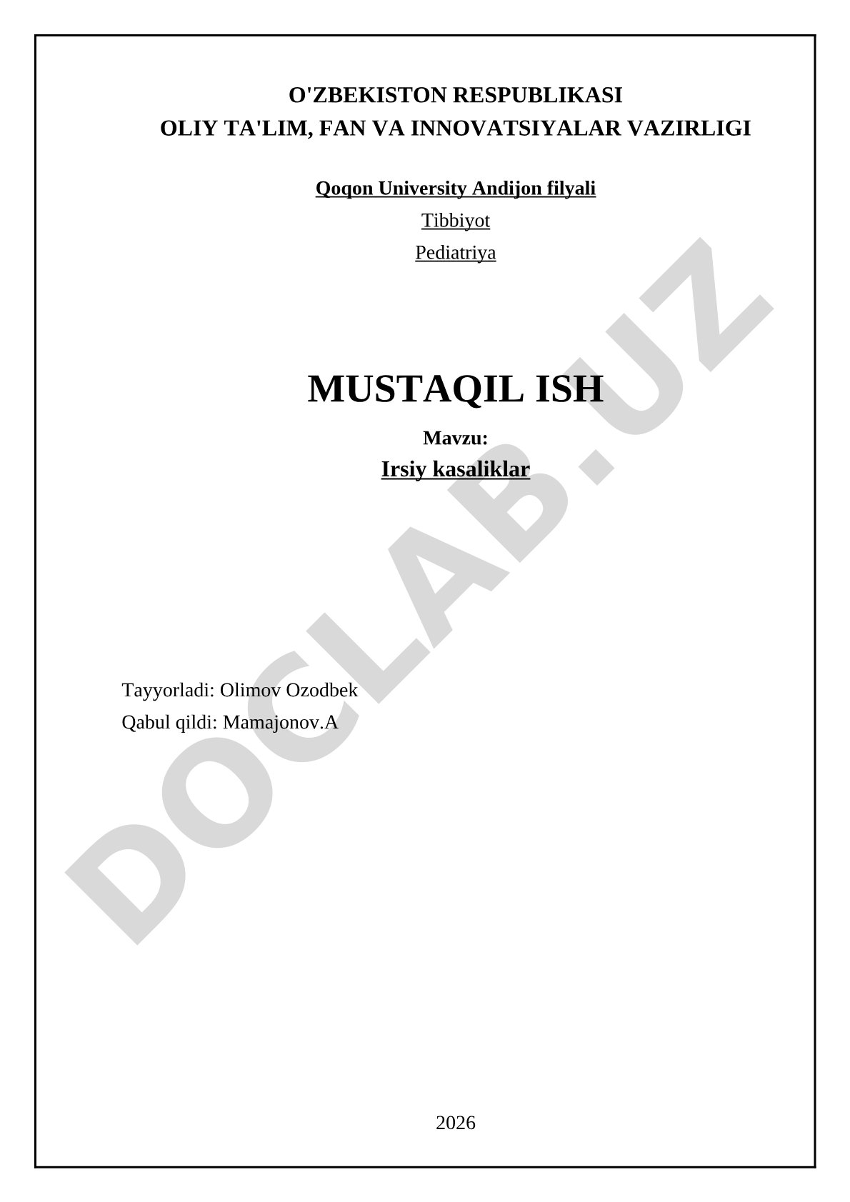 Irsiy kasaliklar
