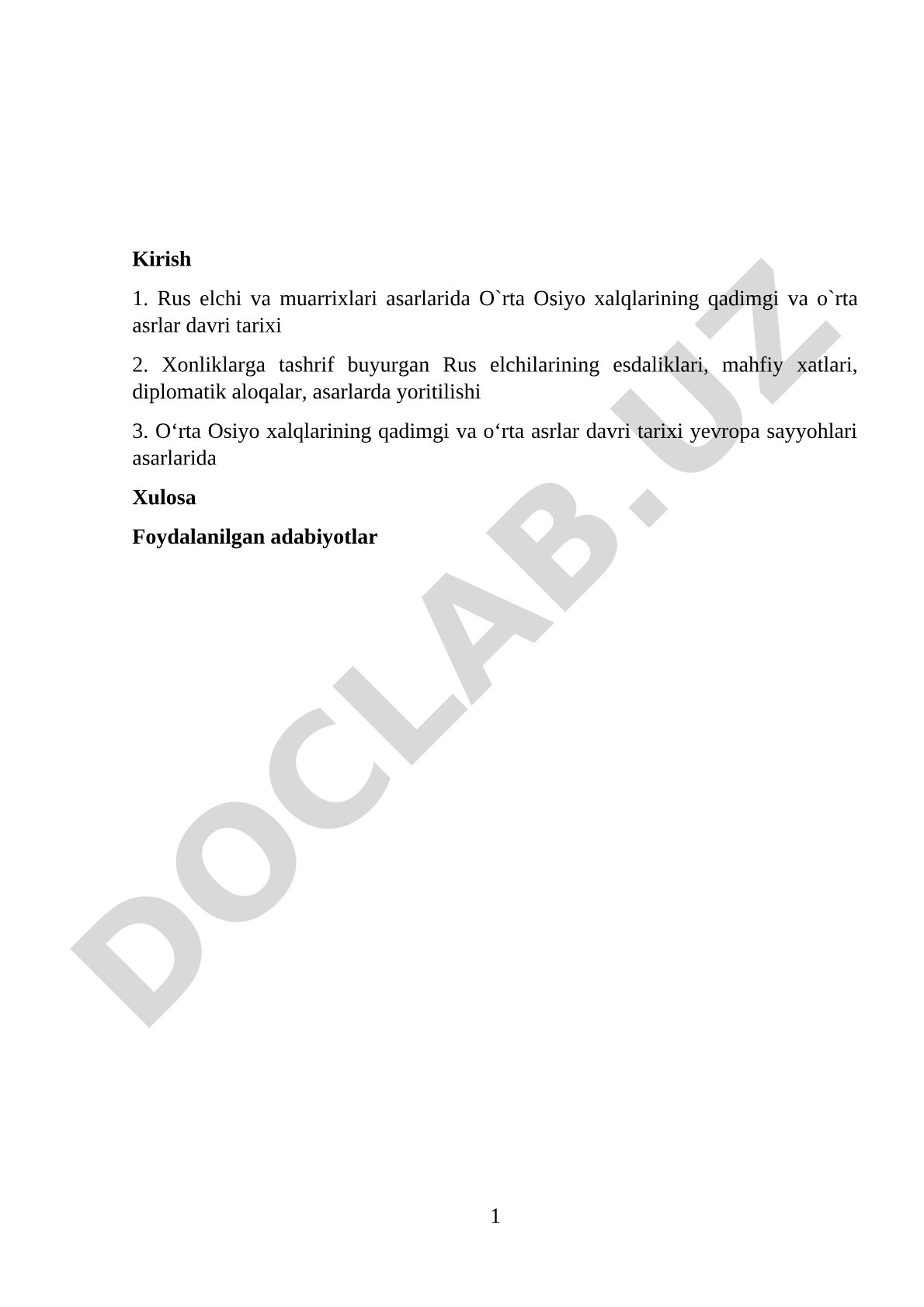 Rus elchi va muarrixlari asarlarida O'rta Osiyo xalqlarining qadimgi va o'rta asrlar davri tarixi