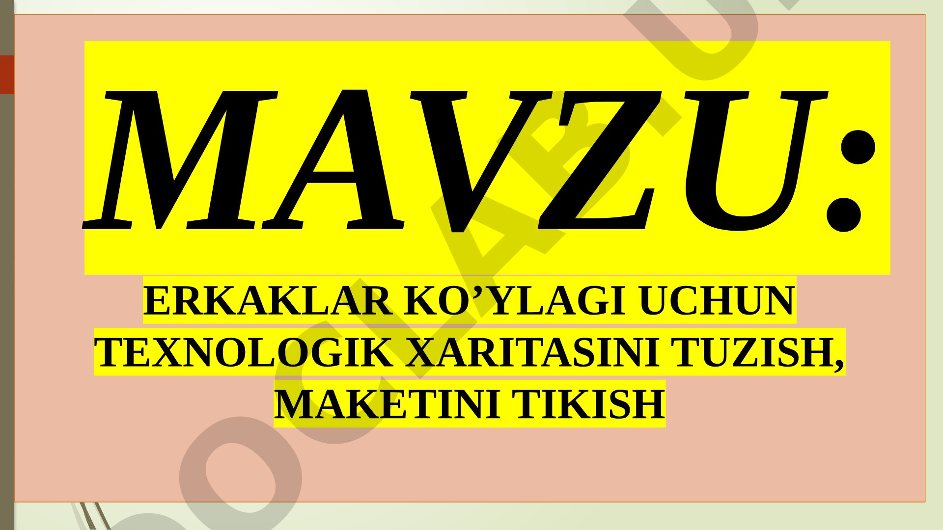 Erkaklar ko'ylagi uchun texnologik xaritasini tuzish, maketini tikish