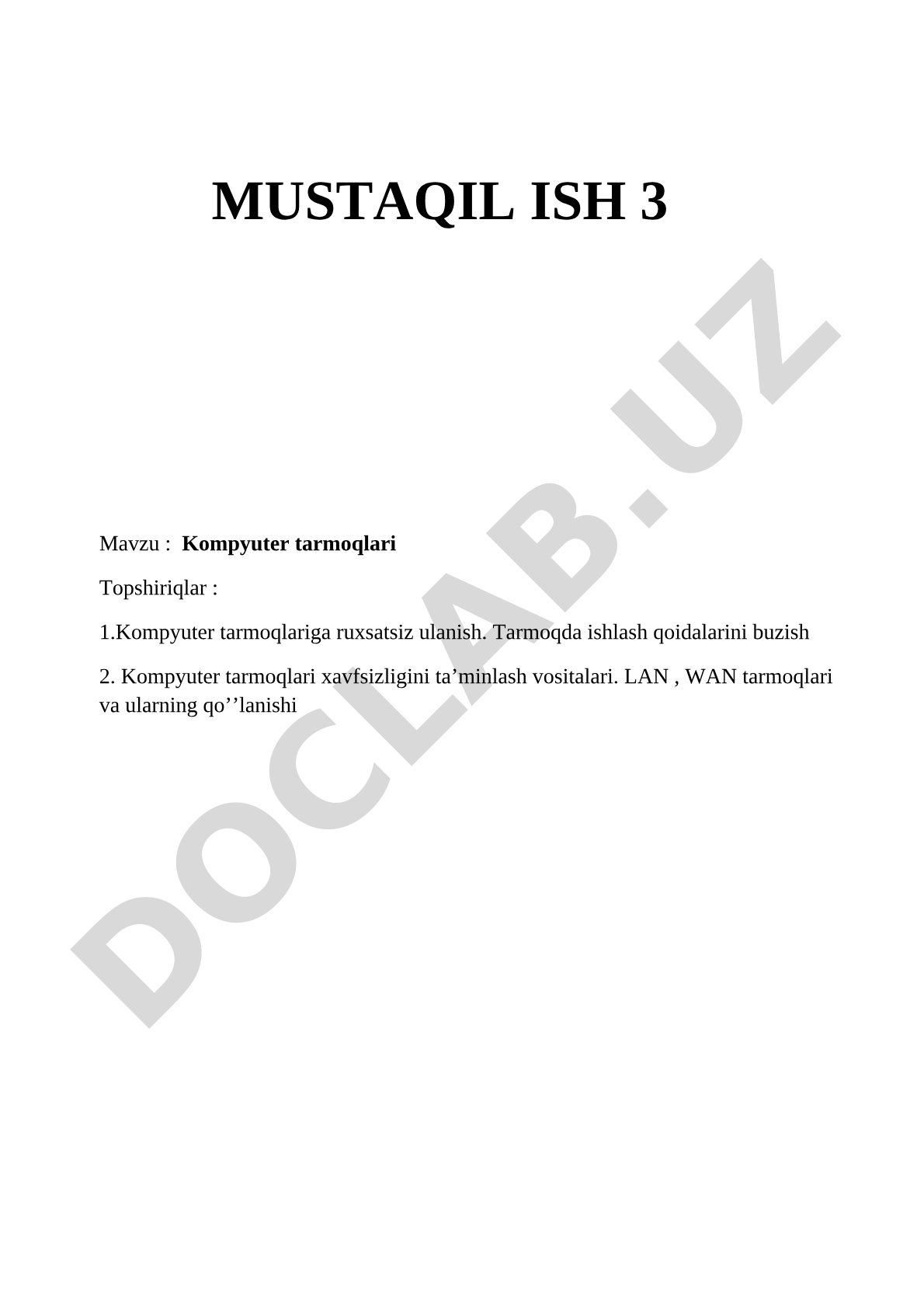 Kompyuter tarmoqlariga ruxsatsiz ulanish, xavfsizlik vositalari, LAN va WAN tarmoqlari