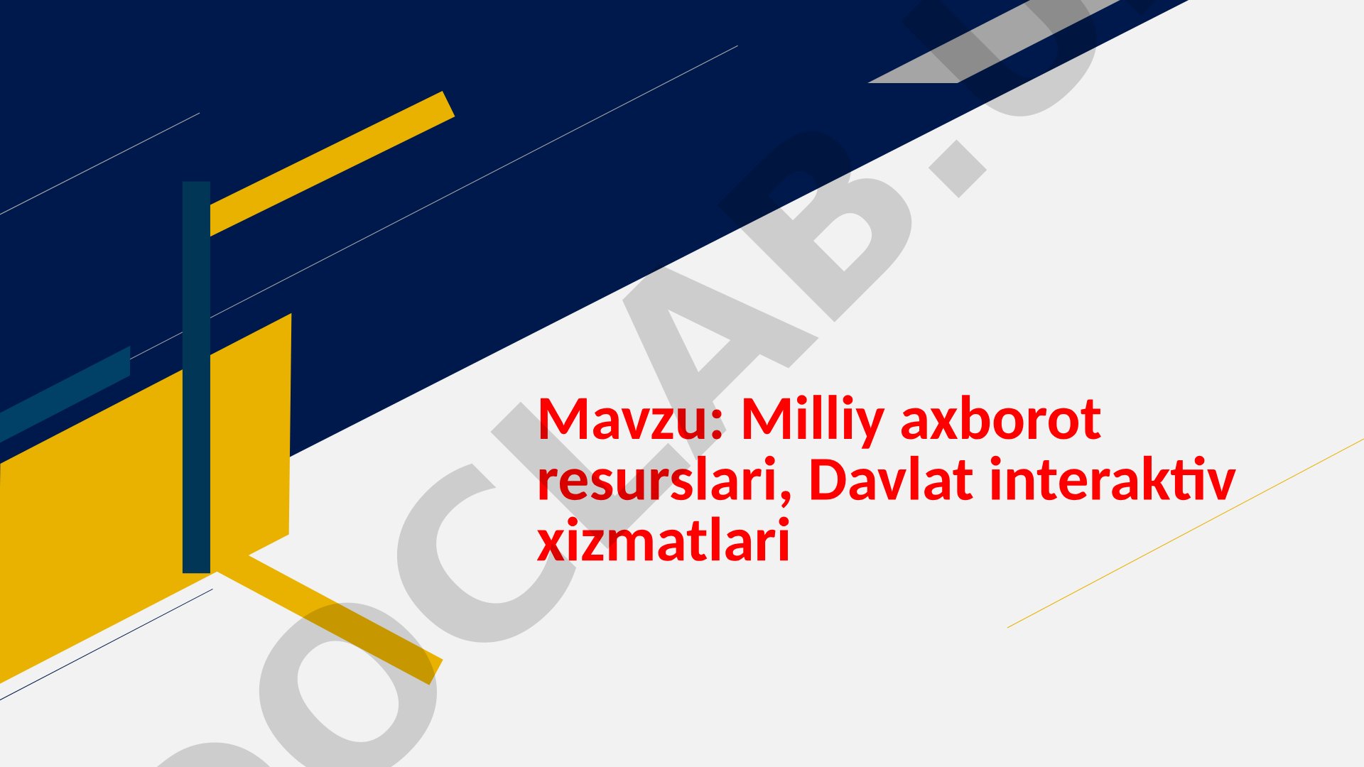 Milliy axborot resurslari, Davlat interaktiv xizmatlari
