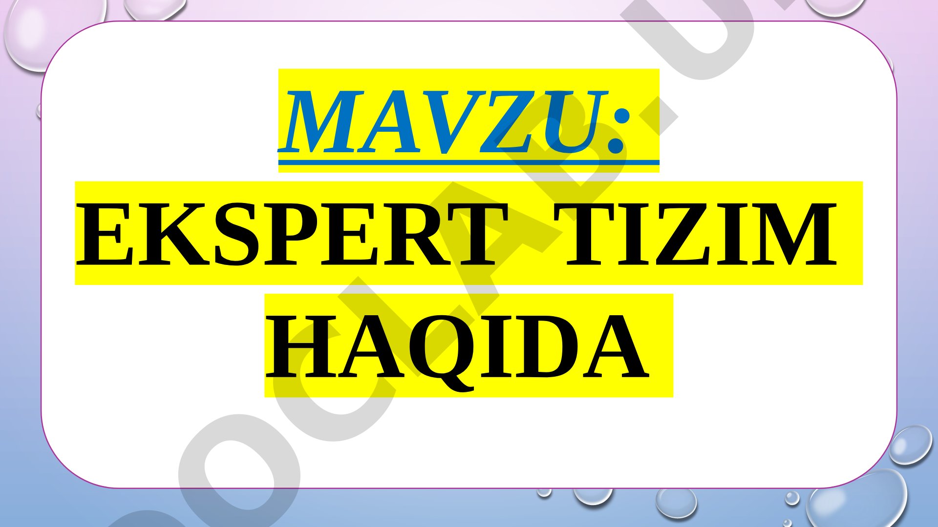 Ekspert tizim haqida