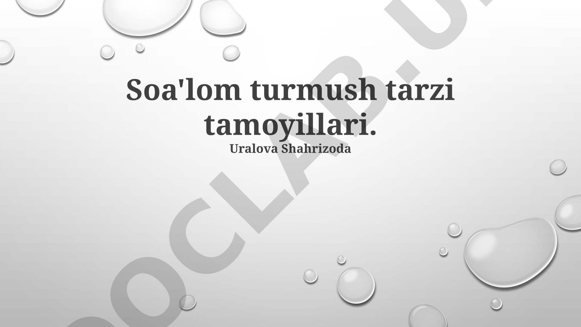 Sog'lom turmush tarzi tamoyillari