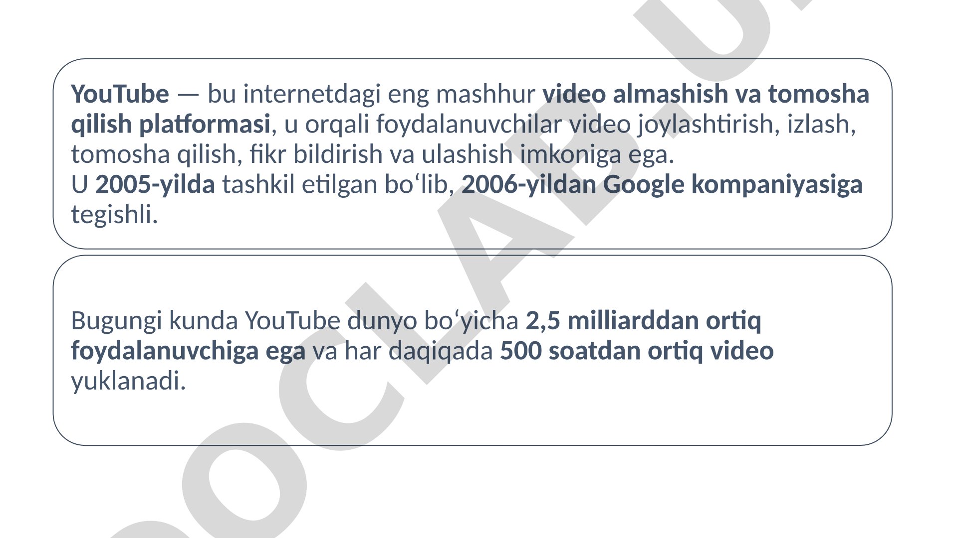 YouTube platformasi va uning imkoniyatlari
