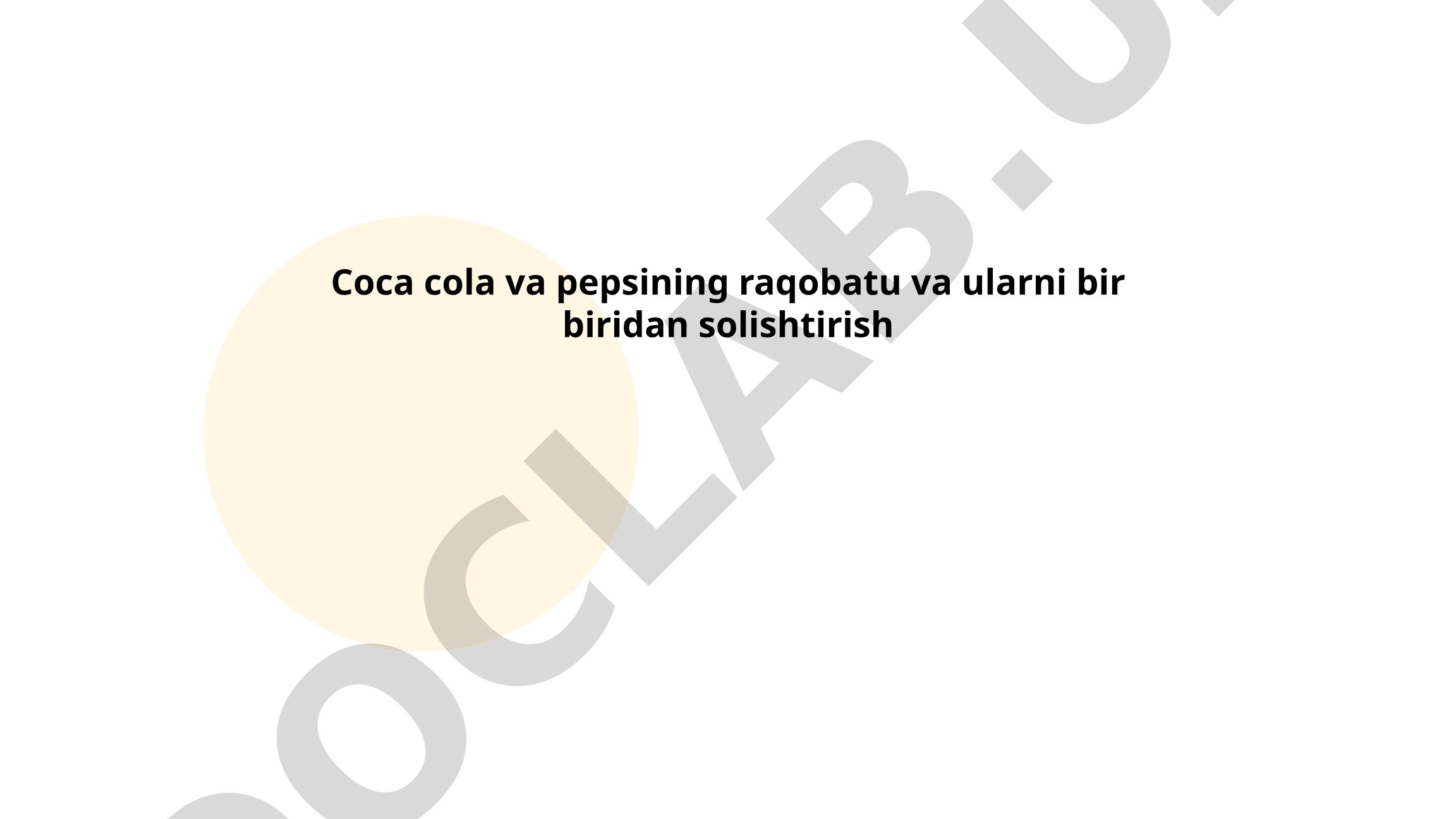 Coca Cola va Pepsi raqobati va solishtirish