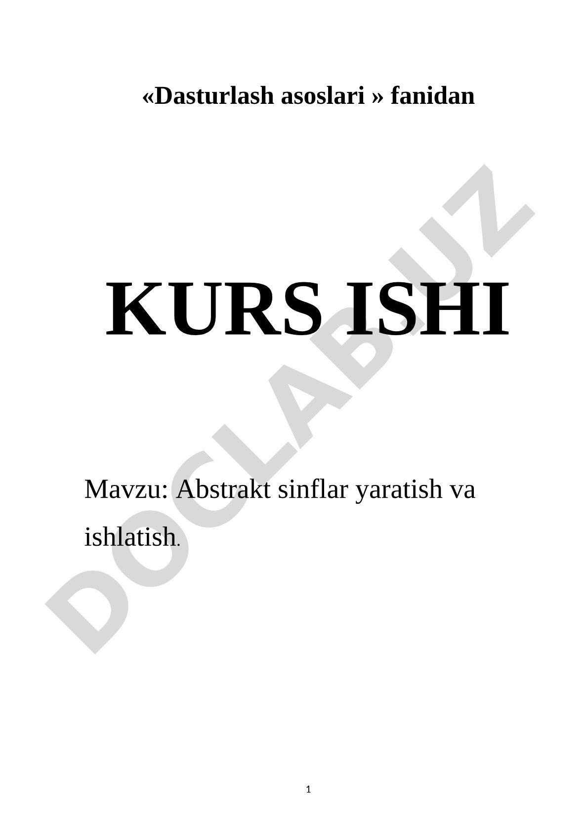 Abstrakt sinflar yaratish va ishlatish
