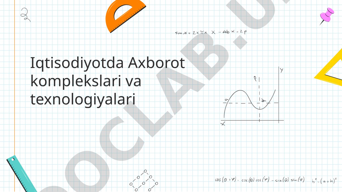 Axborotni saqlash, ishlov berish va himoyalashning zamonaviy texnologiyalari