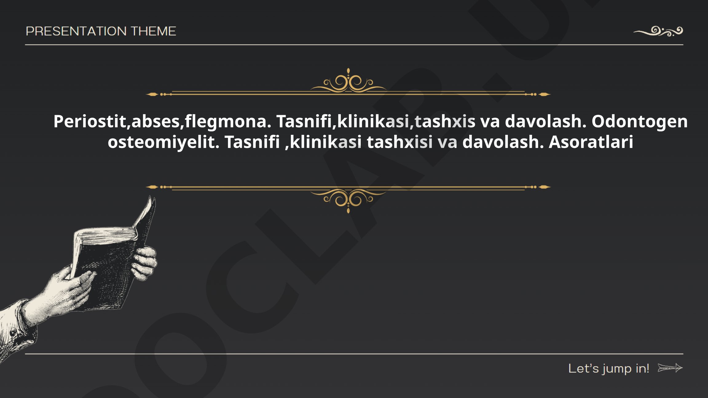 Periostit, abses, flegmona va odontogen osteomiyelit: tasnifi, klinikasi, tashxisi, davolash