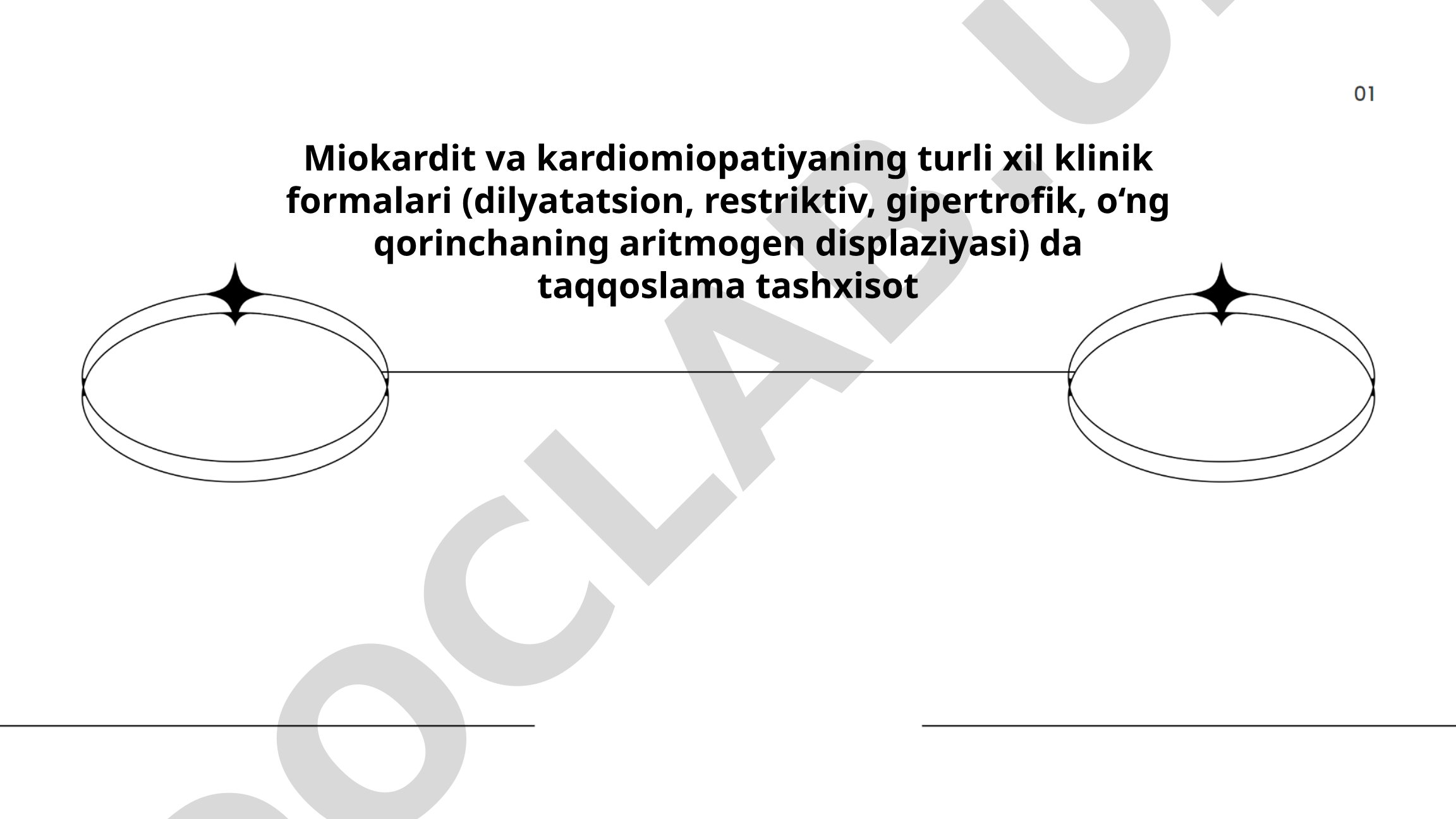 Miokardit va kardiomiopatiyaning turli xil klinik formalari (dilyatatsion, restriktiv, gipertrofik, o‘ng qorinchaning aritmogen displaziyasi) da taqqoslama tashxisot