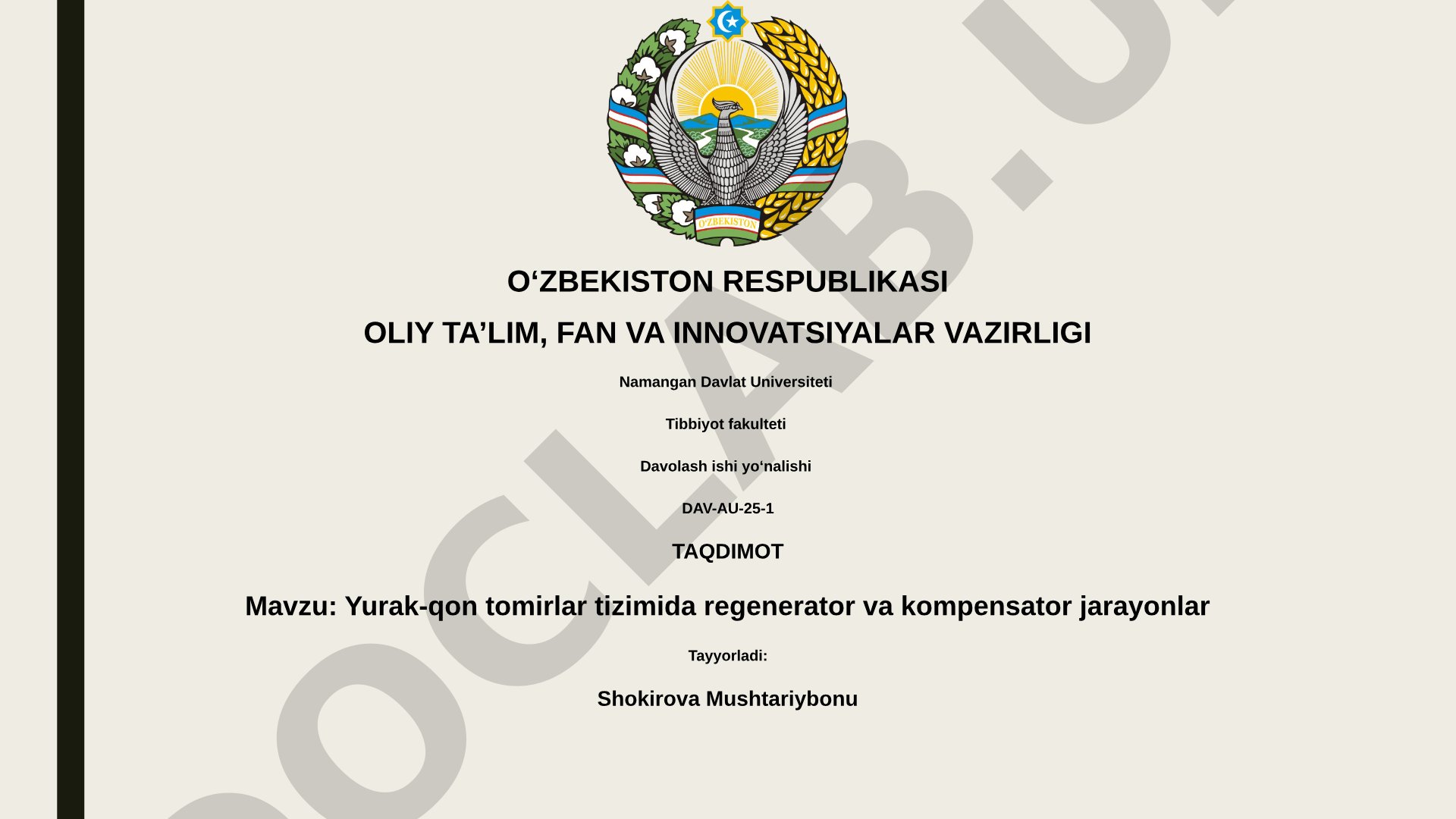 Yurak-qon tomirlar tizimida regenerator va kompensator jarayonlar