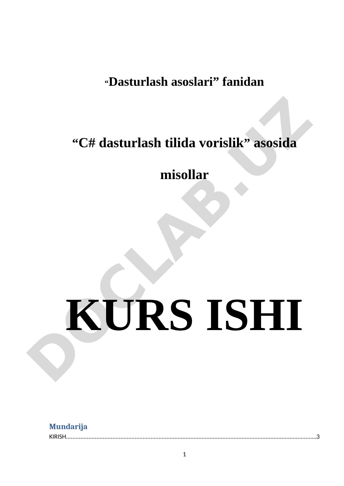 C# dasturlash tilida vorislik