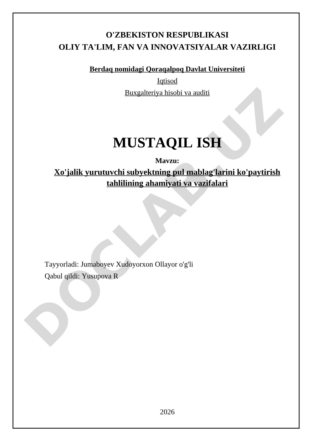 Xo'jalik yurituvchi subyektning pul mablag'larini ko'paytirish tahlilining ahamiyati va vazifalari