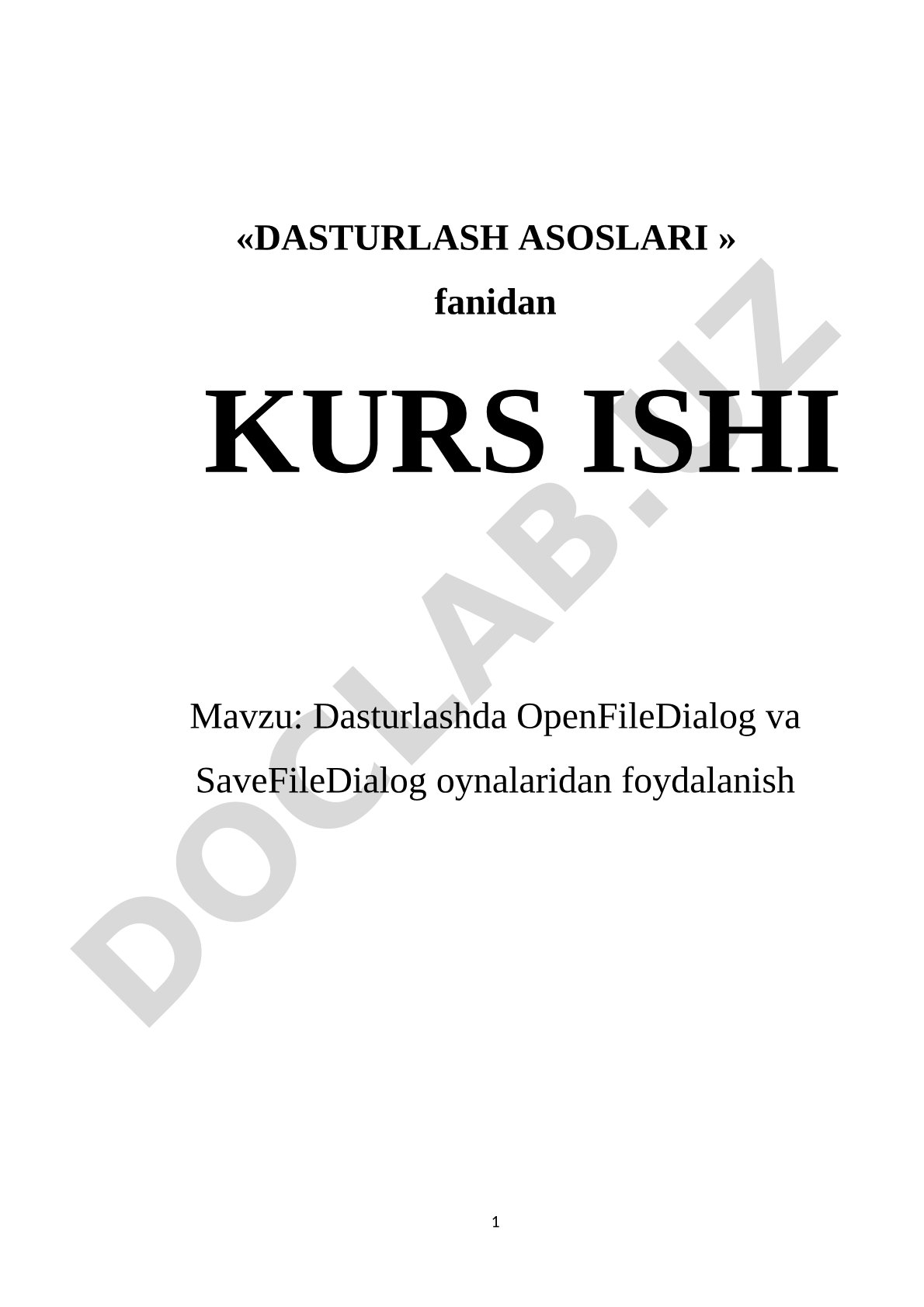 Dasturlashda OpenFileDialog va SaveFileDialog oynalaridan foydalanish
