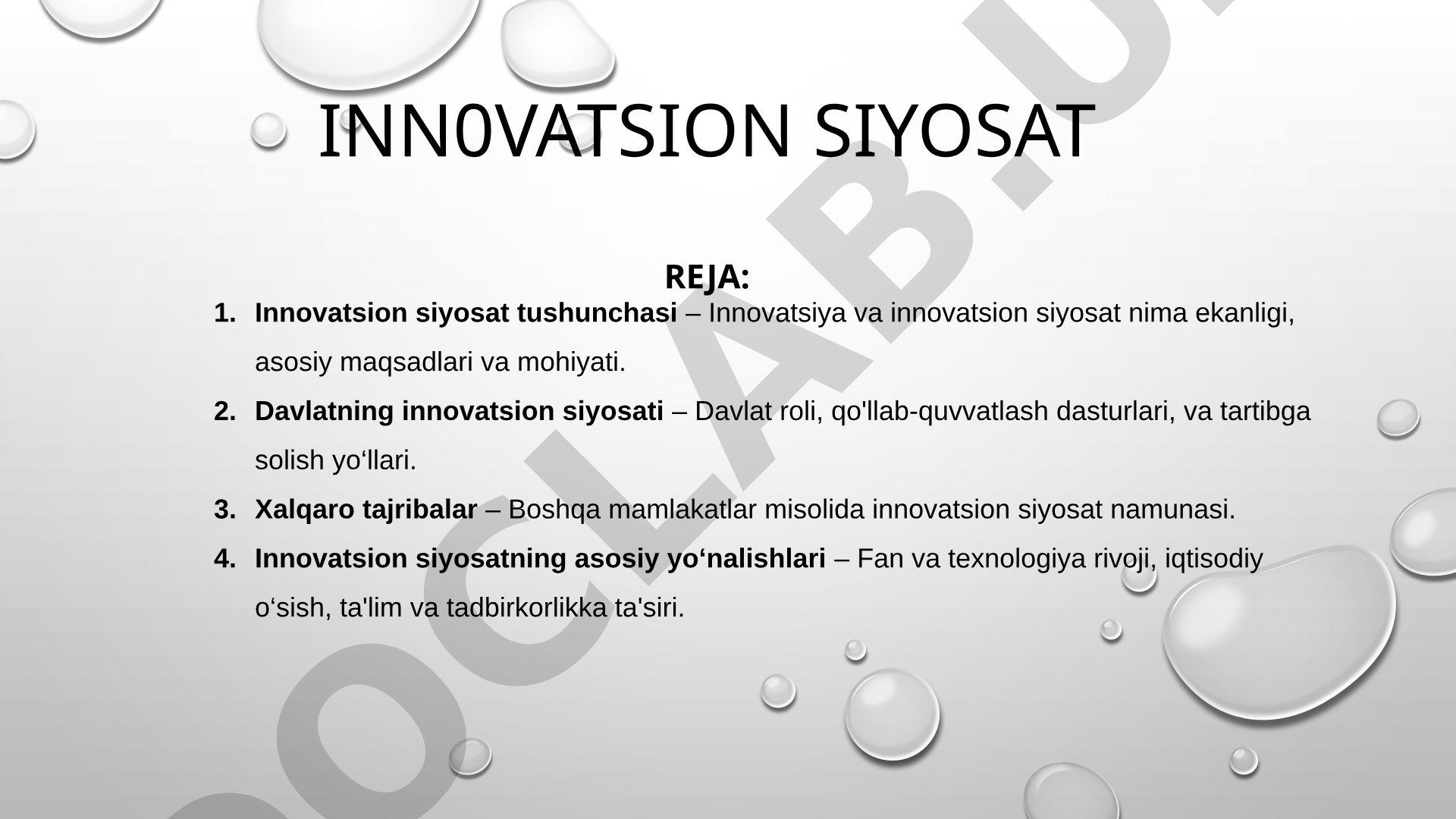 Innovatsion siyosat reja