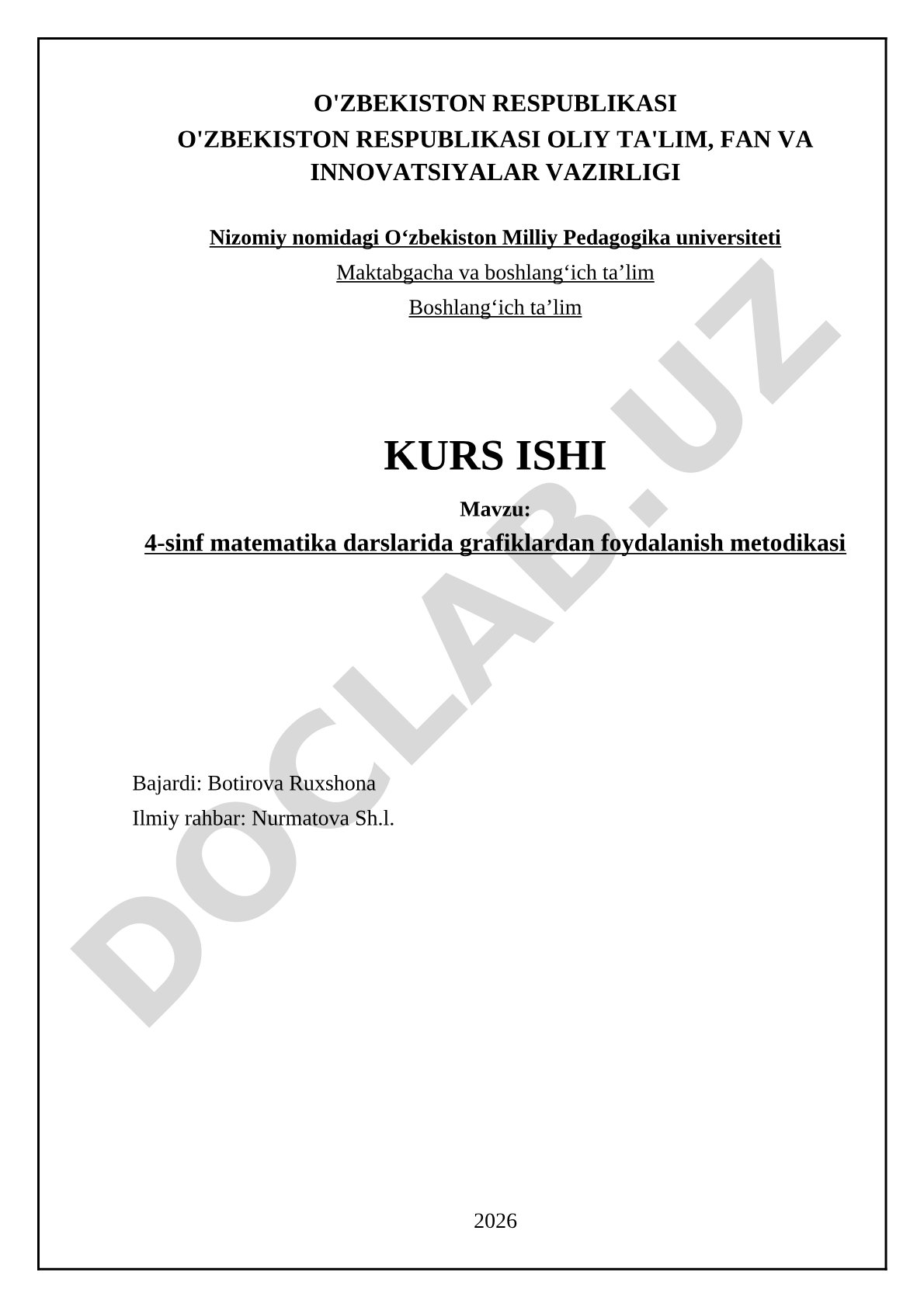 4-sinf matematika darslarida grafiklardan foydalanish metodikasi