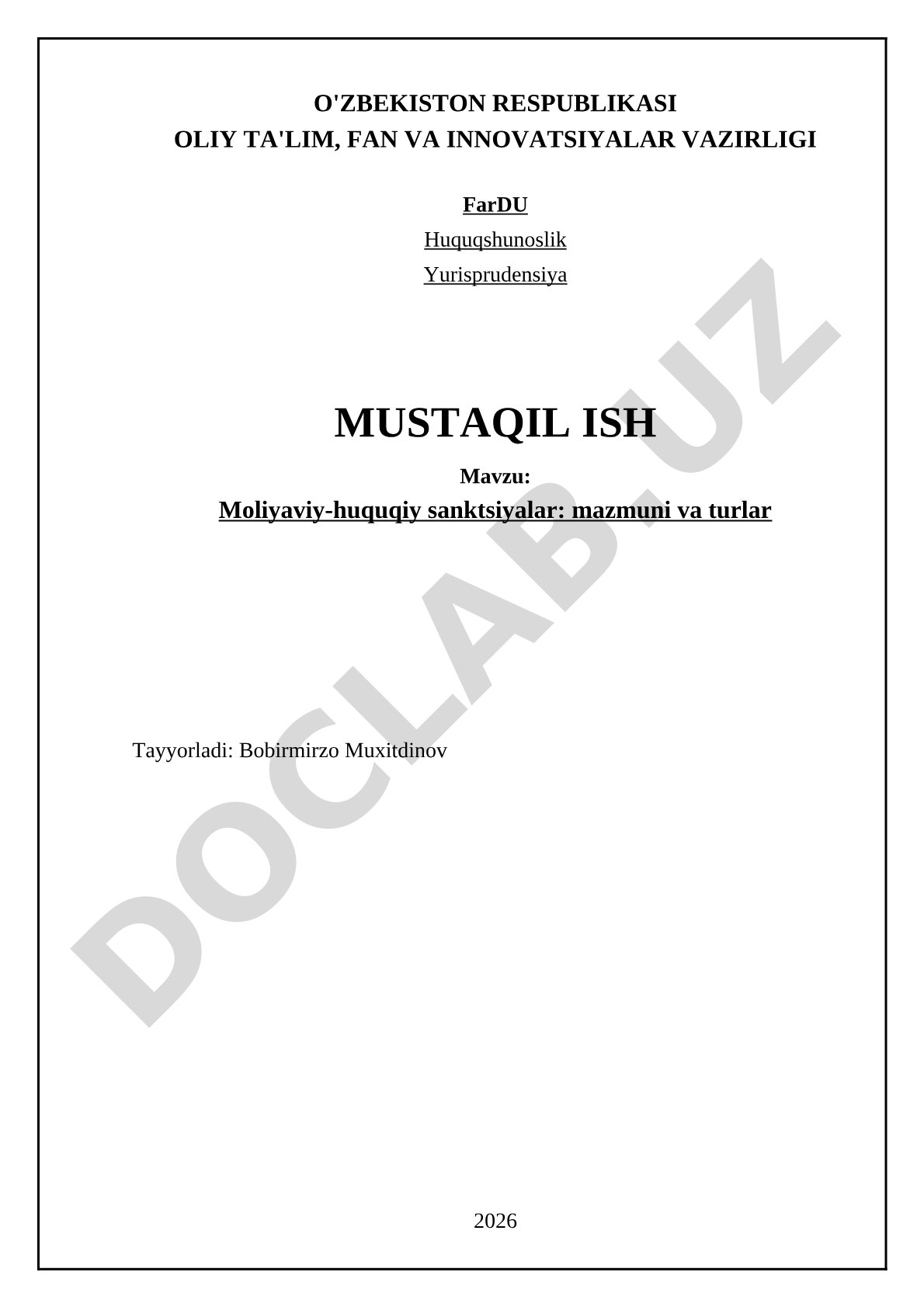 Moliyaviy-huquqiy sanktsiyalar: mazmuni va turlar