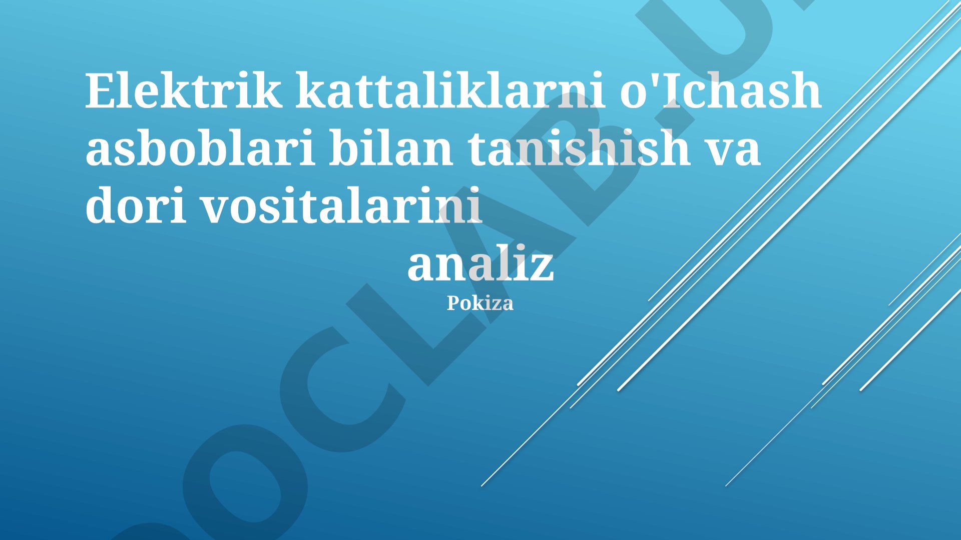 Elektrik kattaliklarni o'lchash asboblari bilan tanishish va dori vositalarini analiz