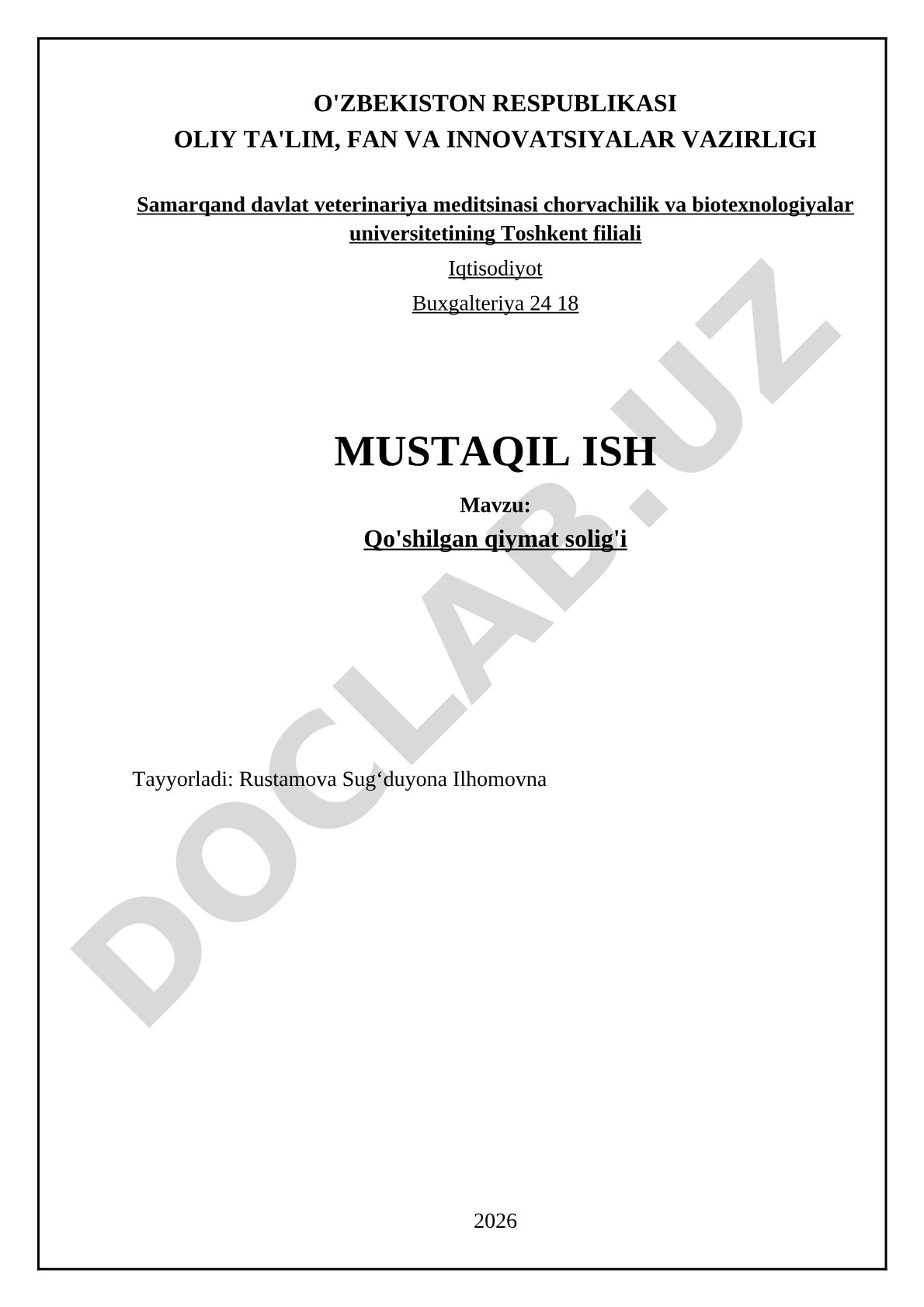 Qo'shilgan qiymat solig'i