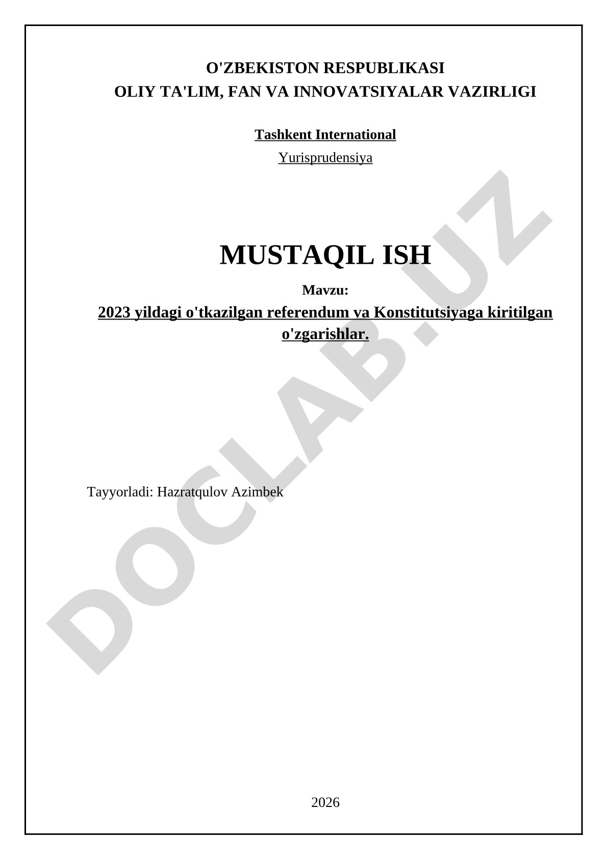 2023 yildagi o'tkazilgan referendum va Konstitutsiyaga kiritilgan o'zgarishlar