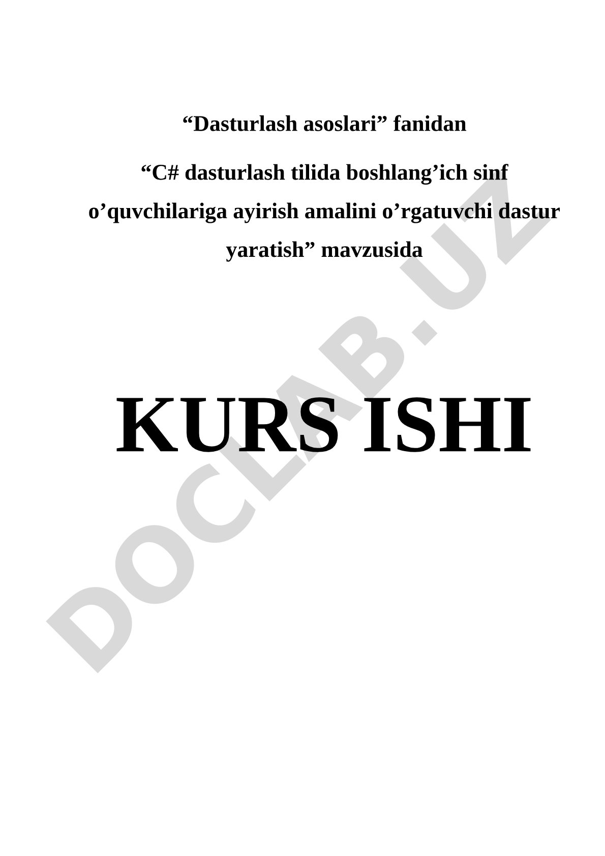 C# dasturlash tilida boshlang'ich sinf o'quvchilariga ayirish amalini o'rgatuvchi dastur yaratish
