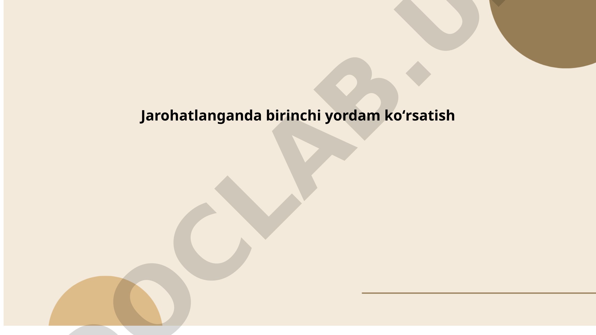 Jarohatlanganda birinchi yordam koʻrsatish