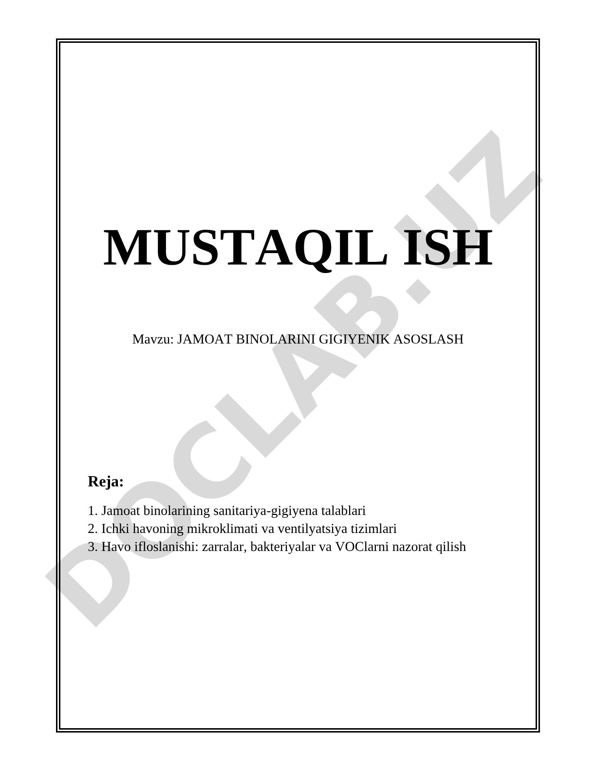 JAMOAT BINOLARINI GIGIYENIK ASOSLASH