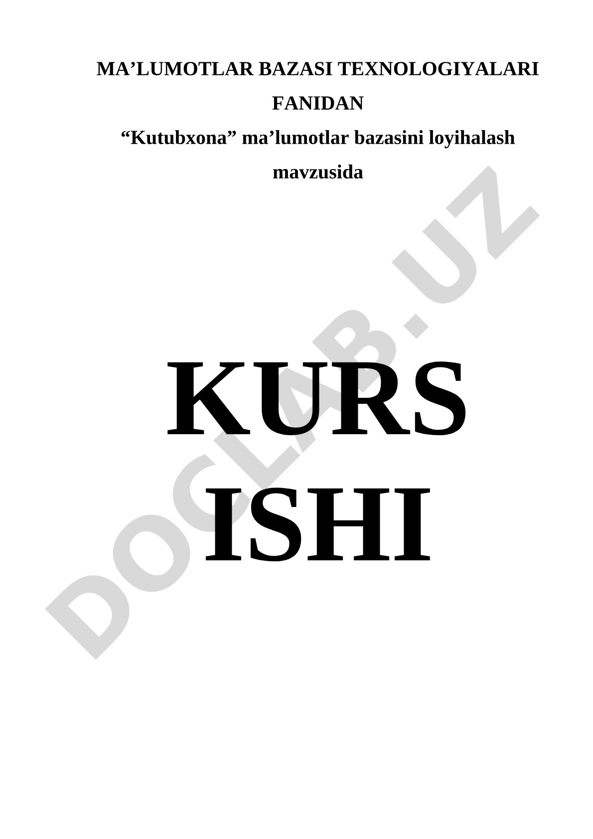 Kutubxona ma’lumotlar bazasini loyihalash