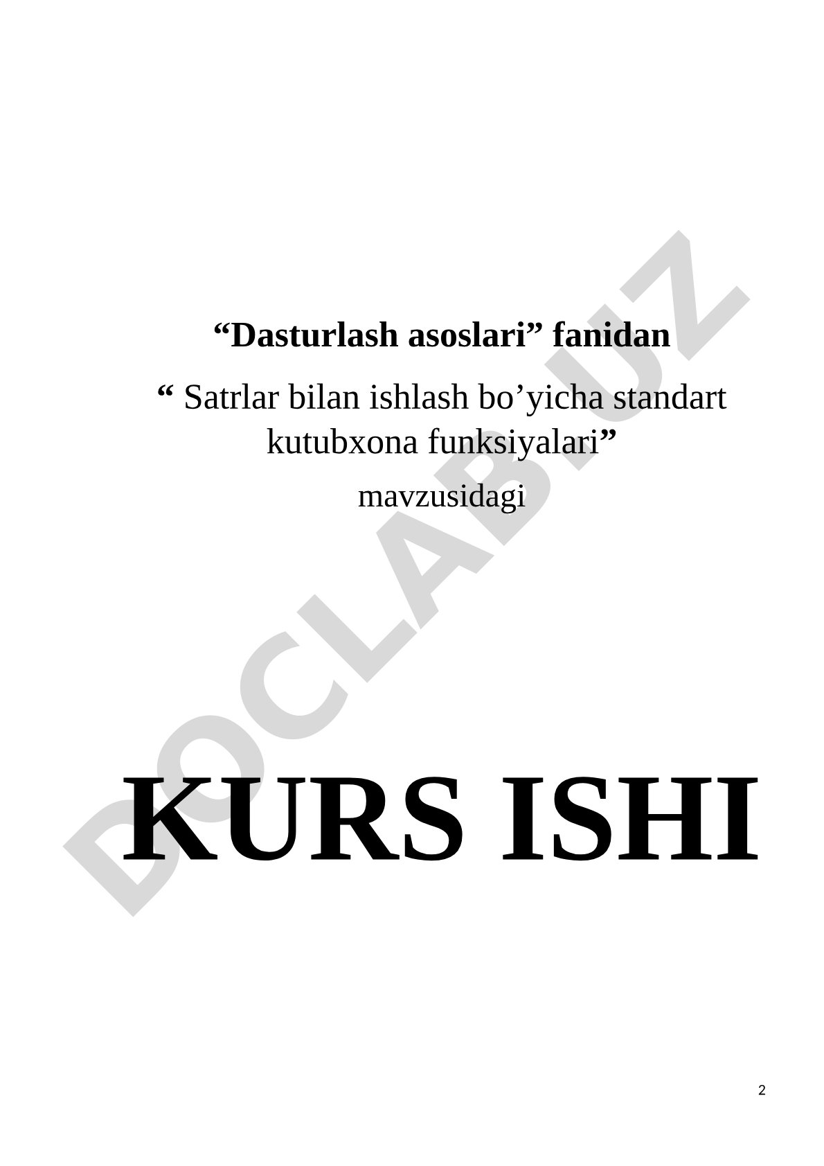Satrlar bilan ishlash bo'yicha standart kutubxona funksiyalari