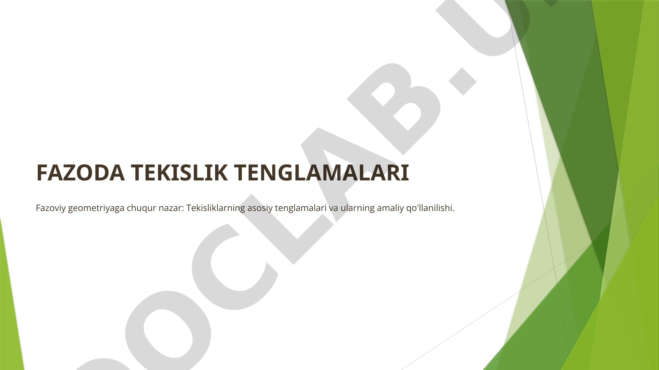 Fazoda tekislik tenglamalari