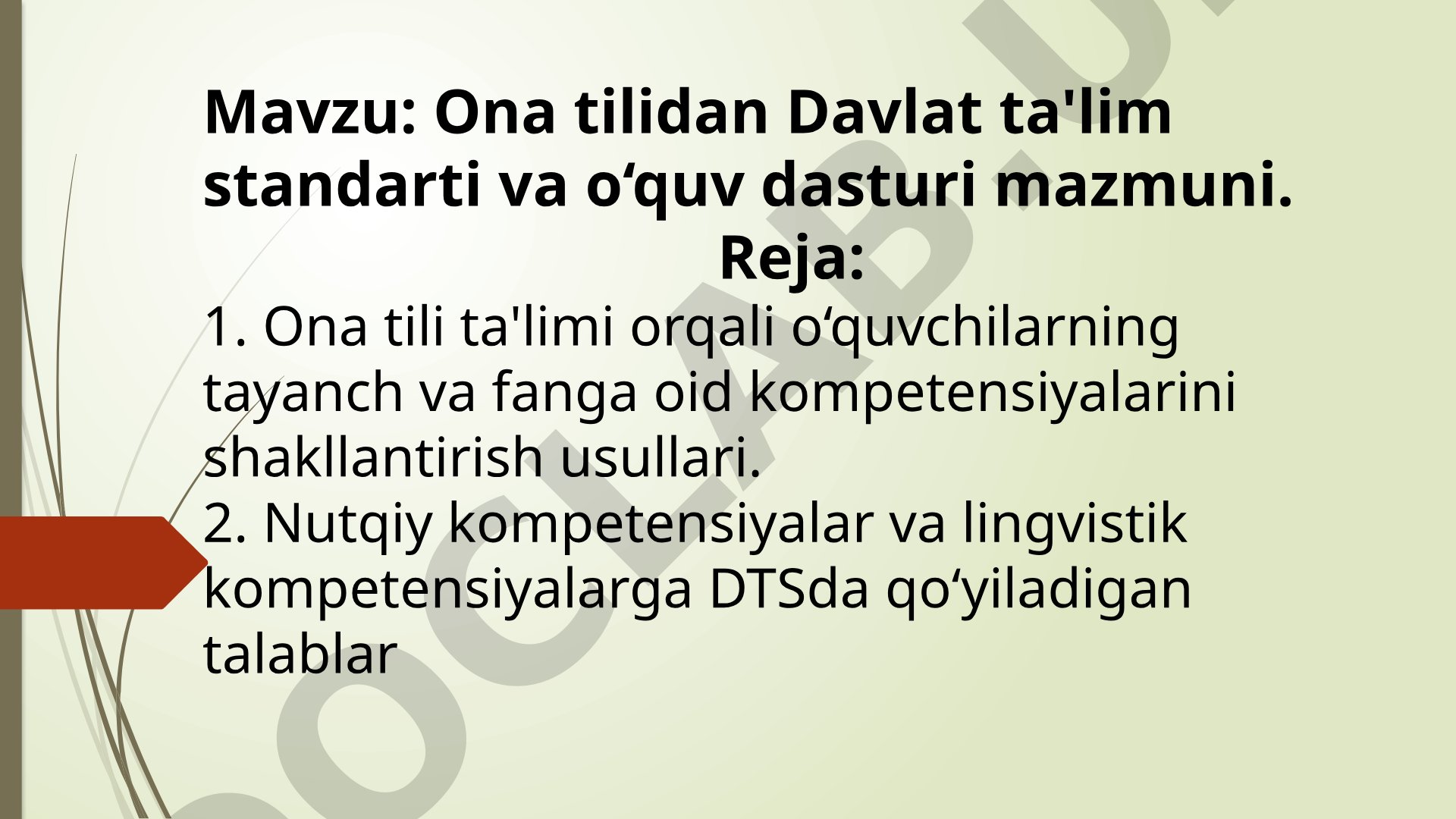 Ona tilidan Davlat ta'lim standarti va o‘quv dasturi mazmuni