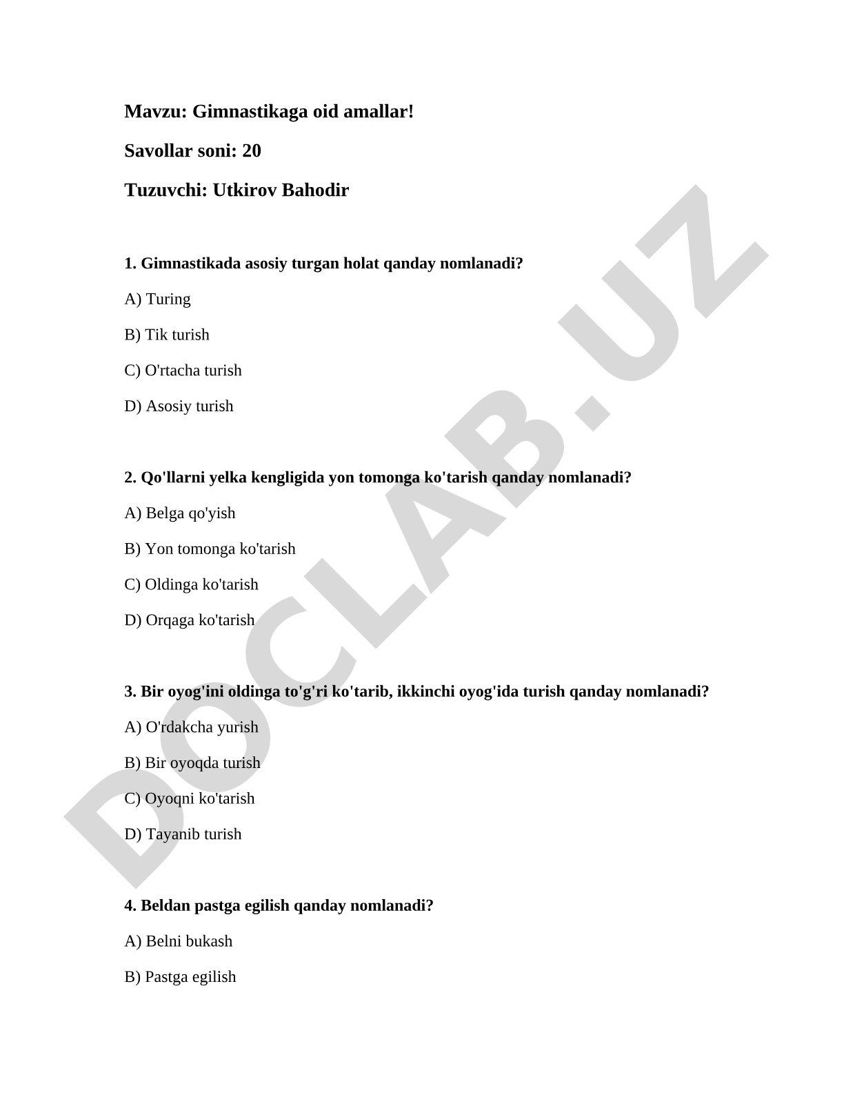 Gimnastikaga oid amallar