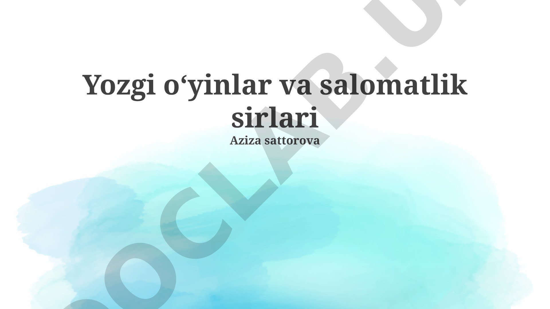 Yozgi o'yinlar va salomatlik sirlari