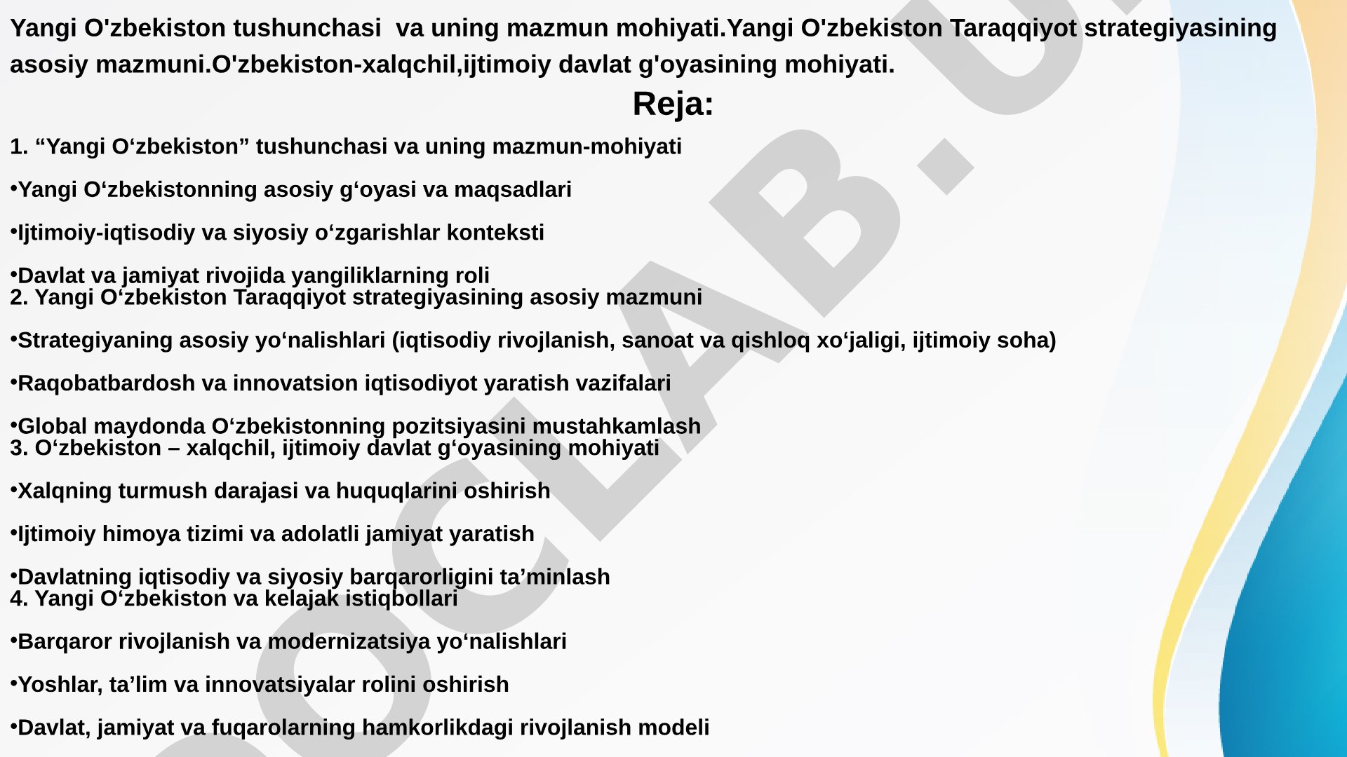 Yangi O'zbekiston tushunchasi va uning mazmun mohiyati