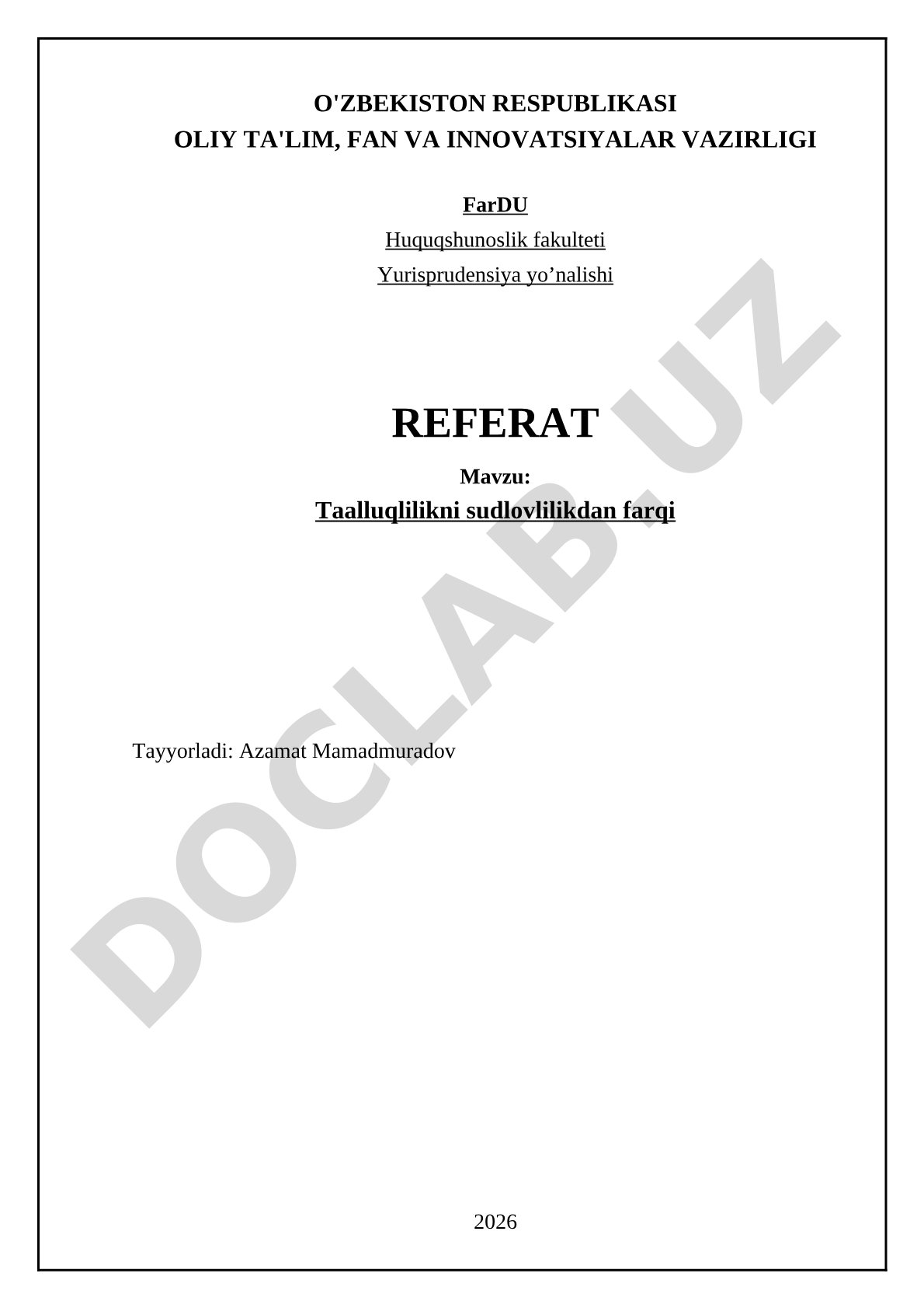 Taalluqlilikni sudlovlilikdan farqi