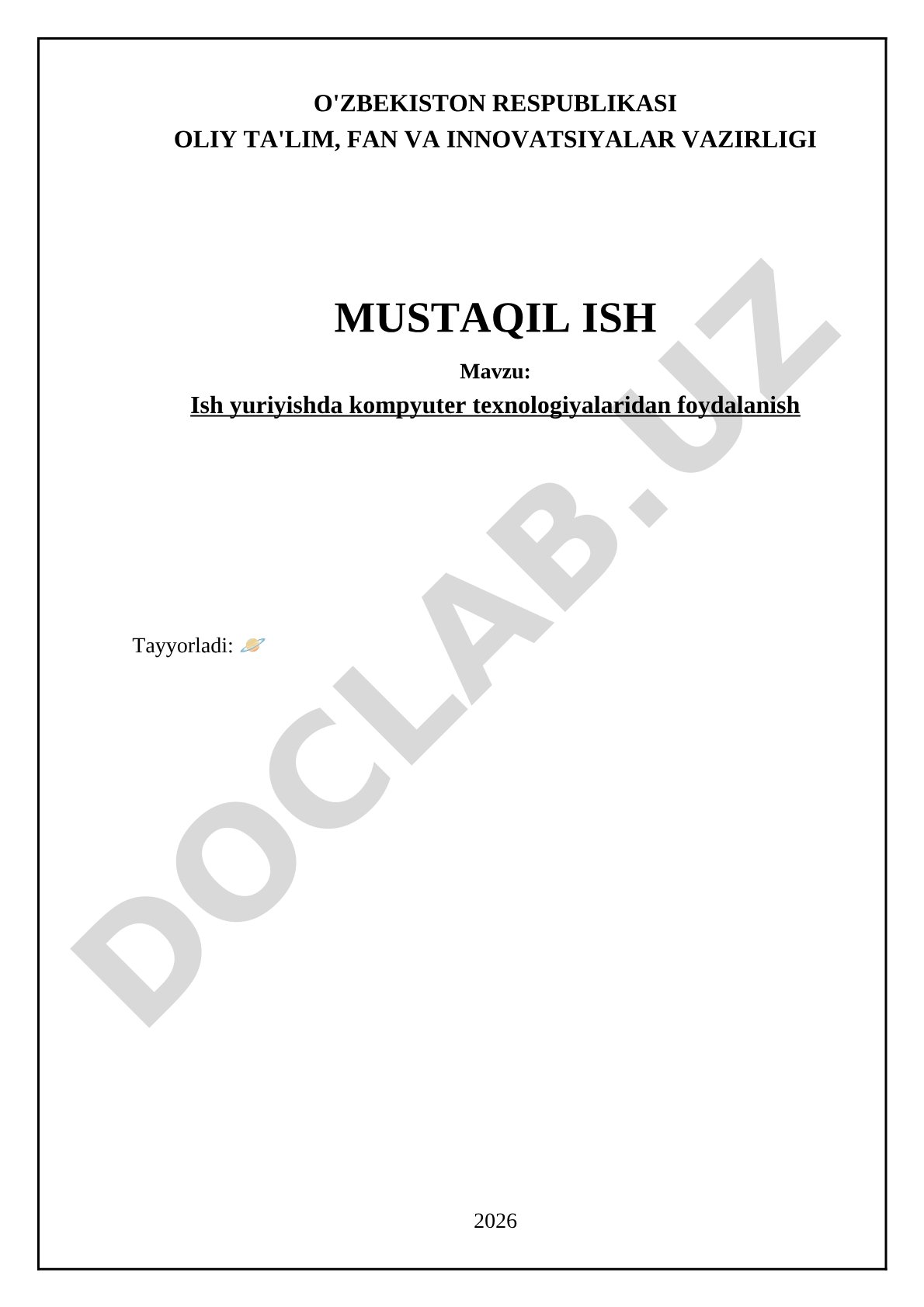 Ish yuriyishda kompyuter texnologiyalaridan foydalanish