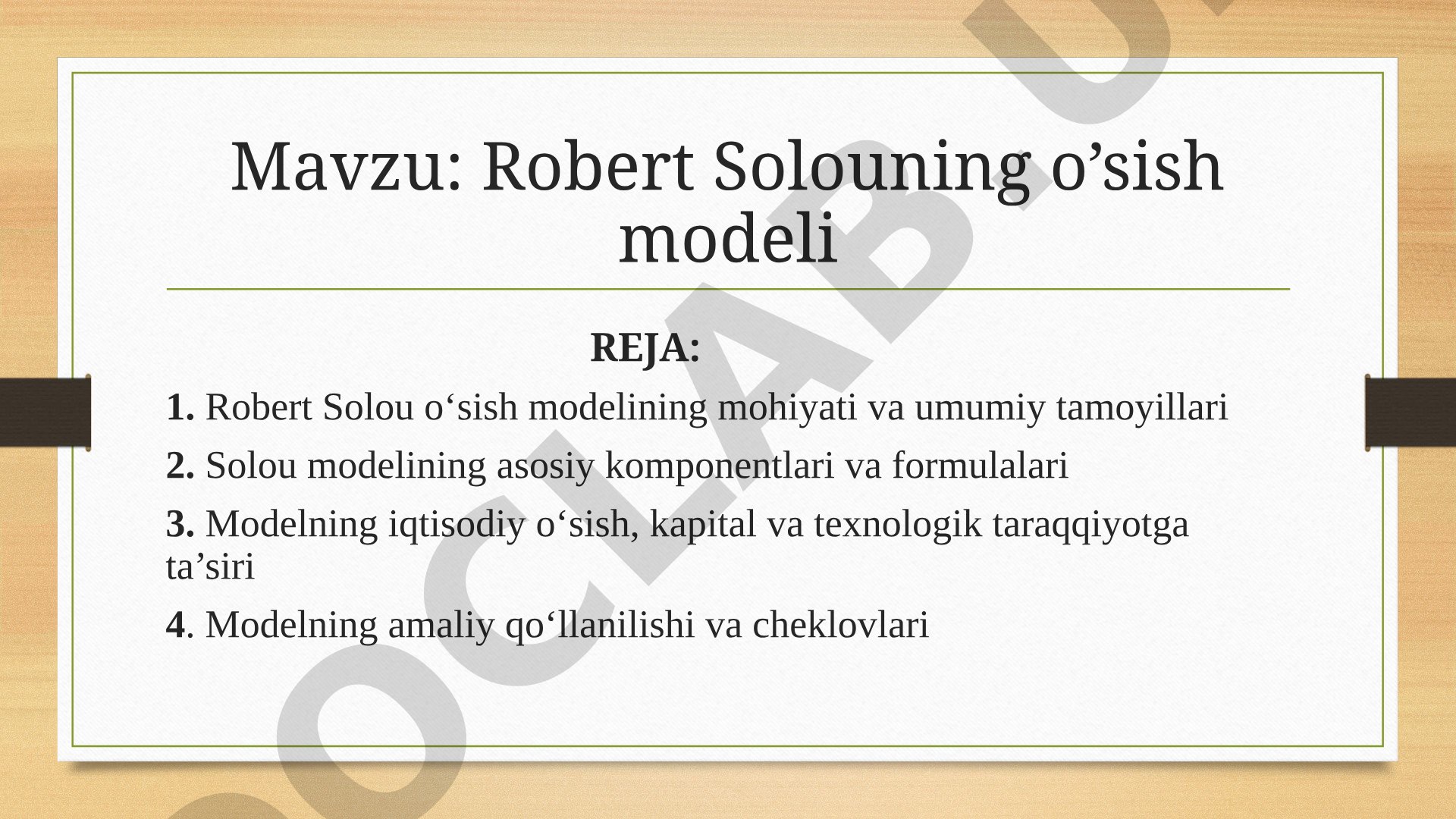 Robert Solouning o'sish modeli