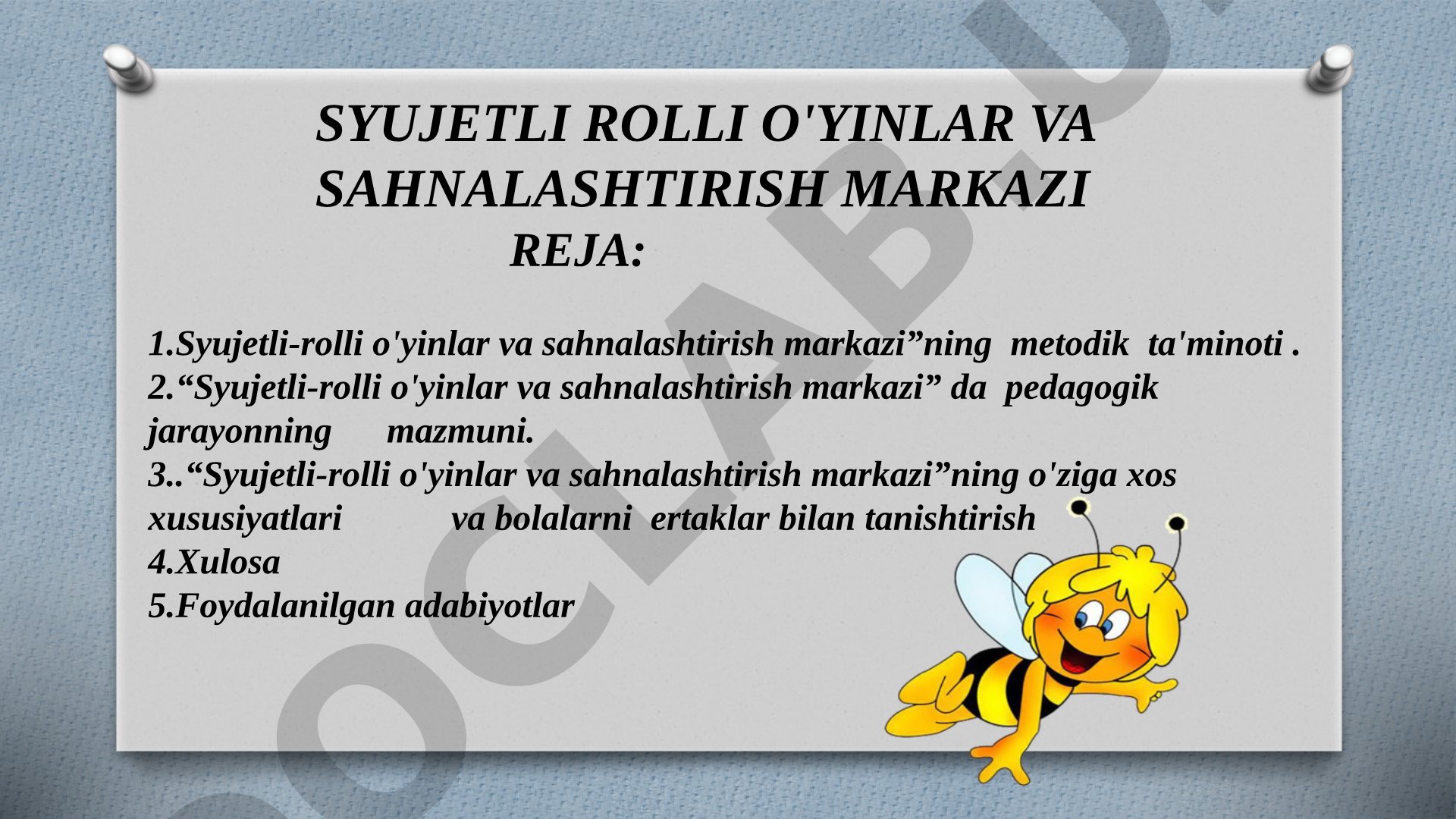 Syujetli rolli o'yinlar va sahnalashtirish markazi