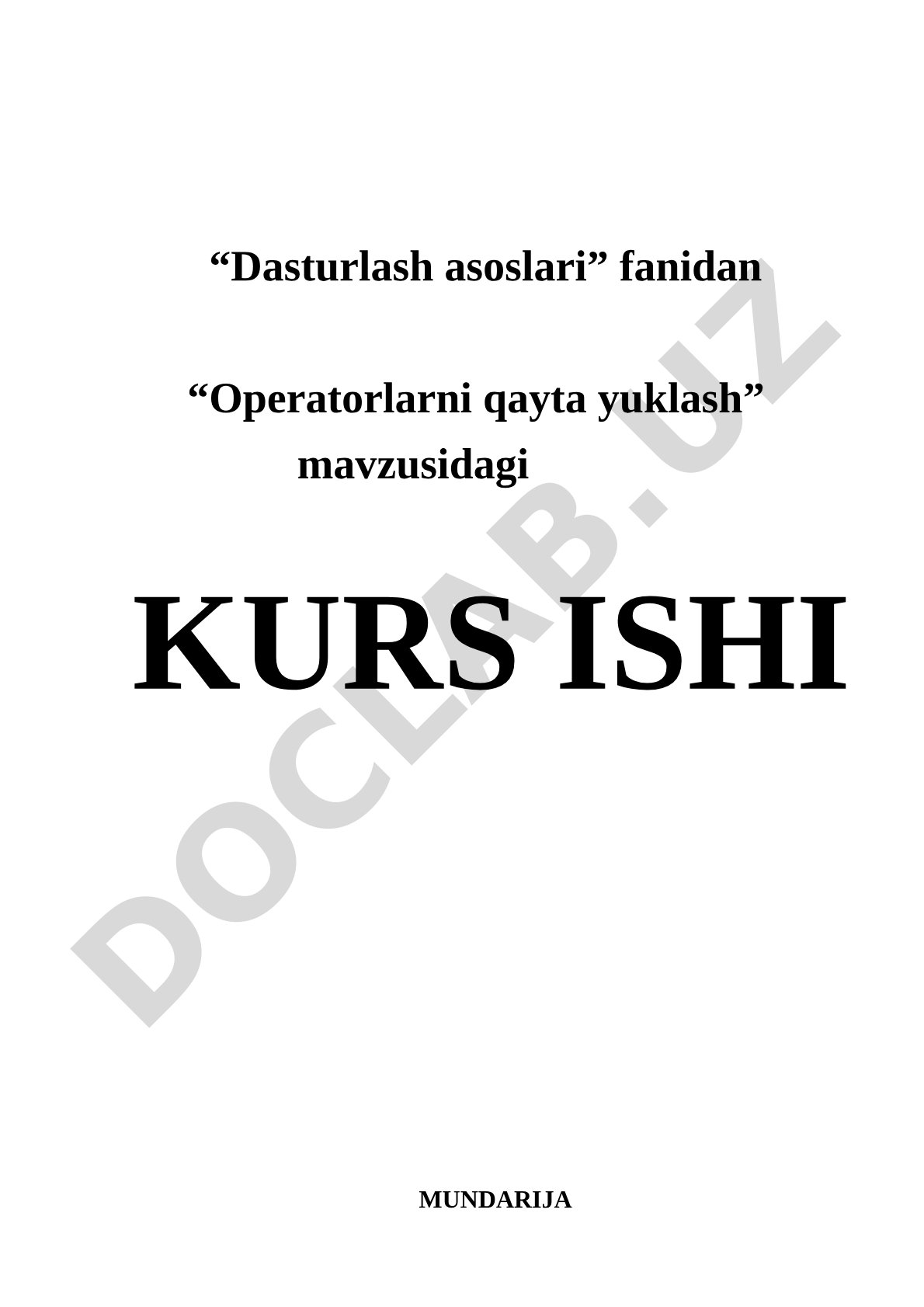Operatorlarni qayta yuklash