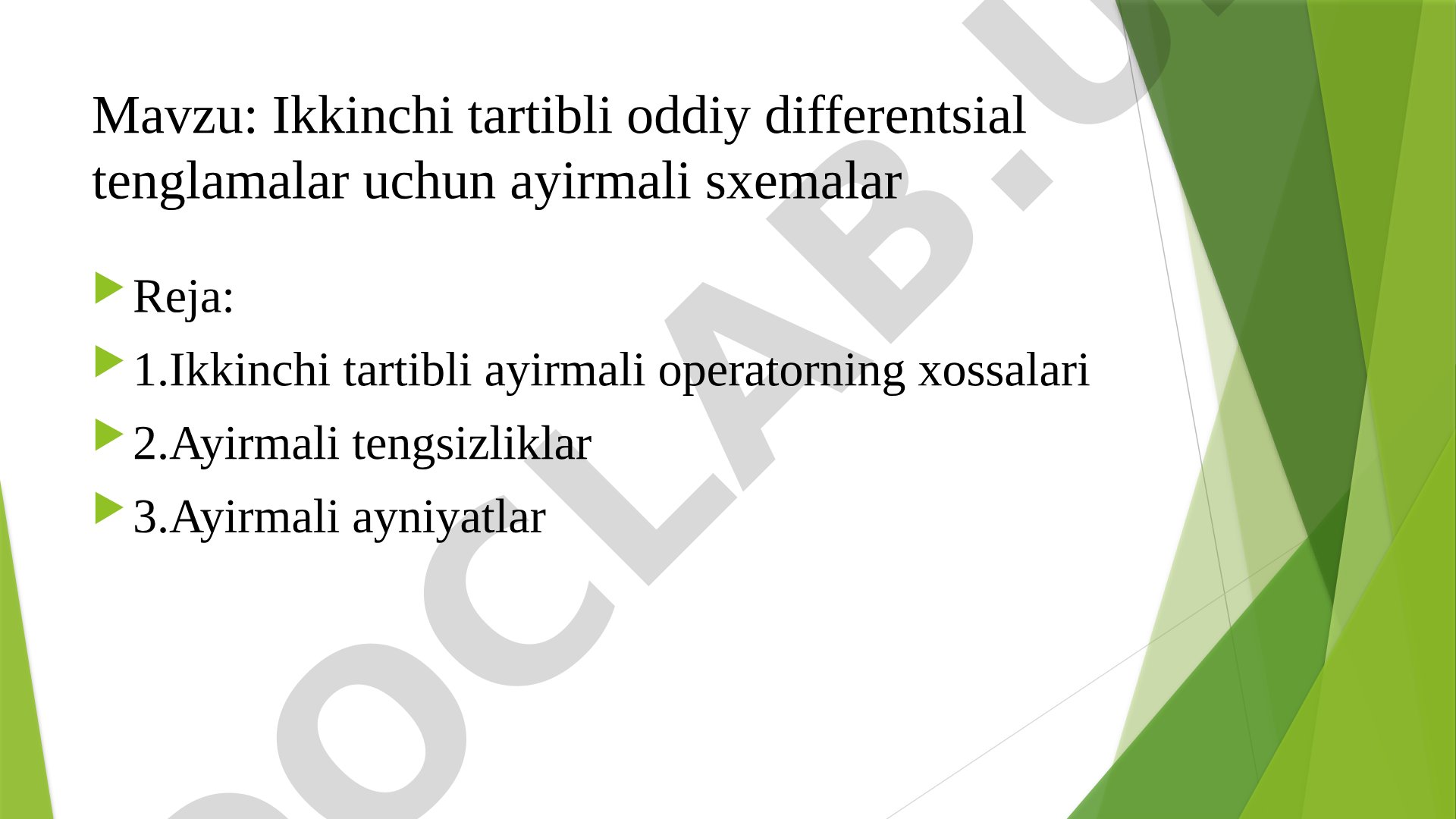 Ikkinchi tartibli oddiy differentsial tenglamalar uchun ayirmali sxemalar