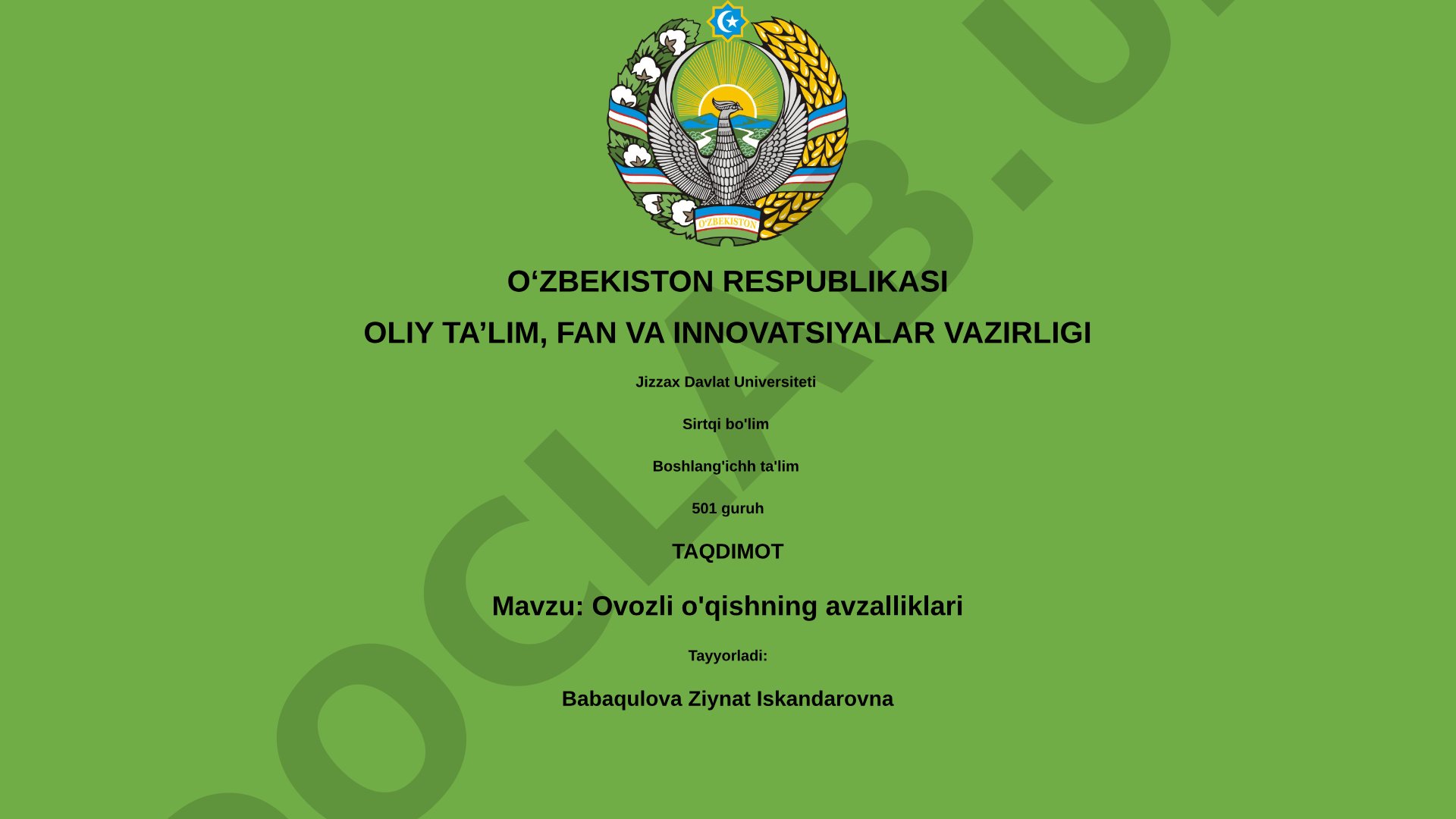 Ovozli o'qishning afzalliklari